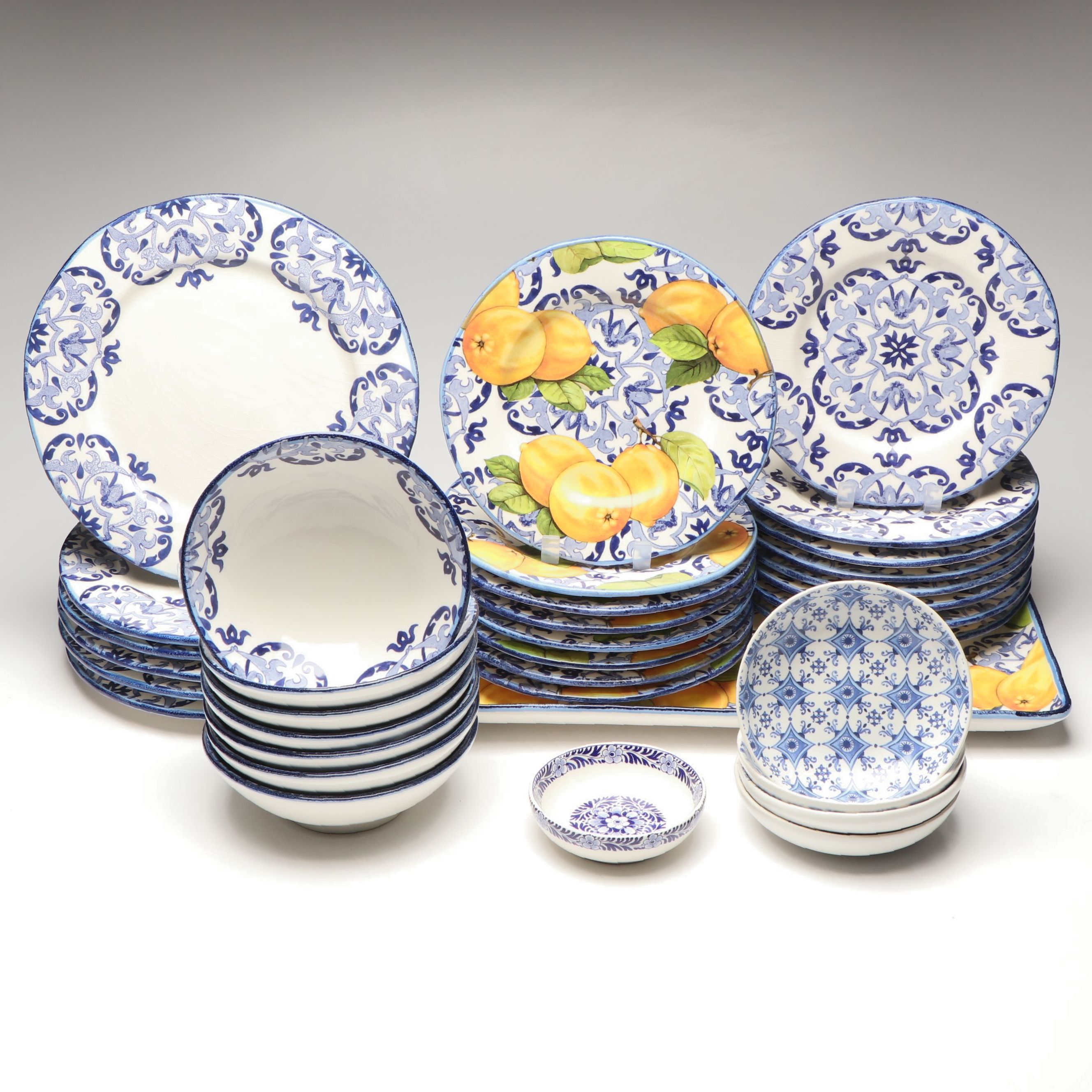 Sur La Table, Williams-Sonoma, and Heinen Delfts Blauw Ceramic Dinnerware