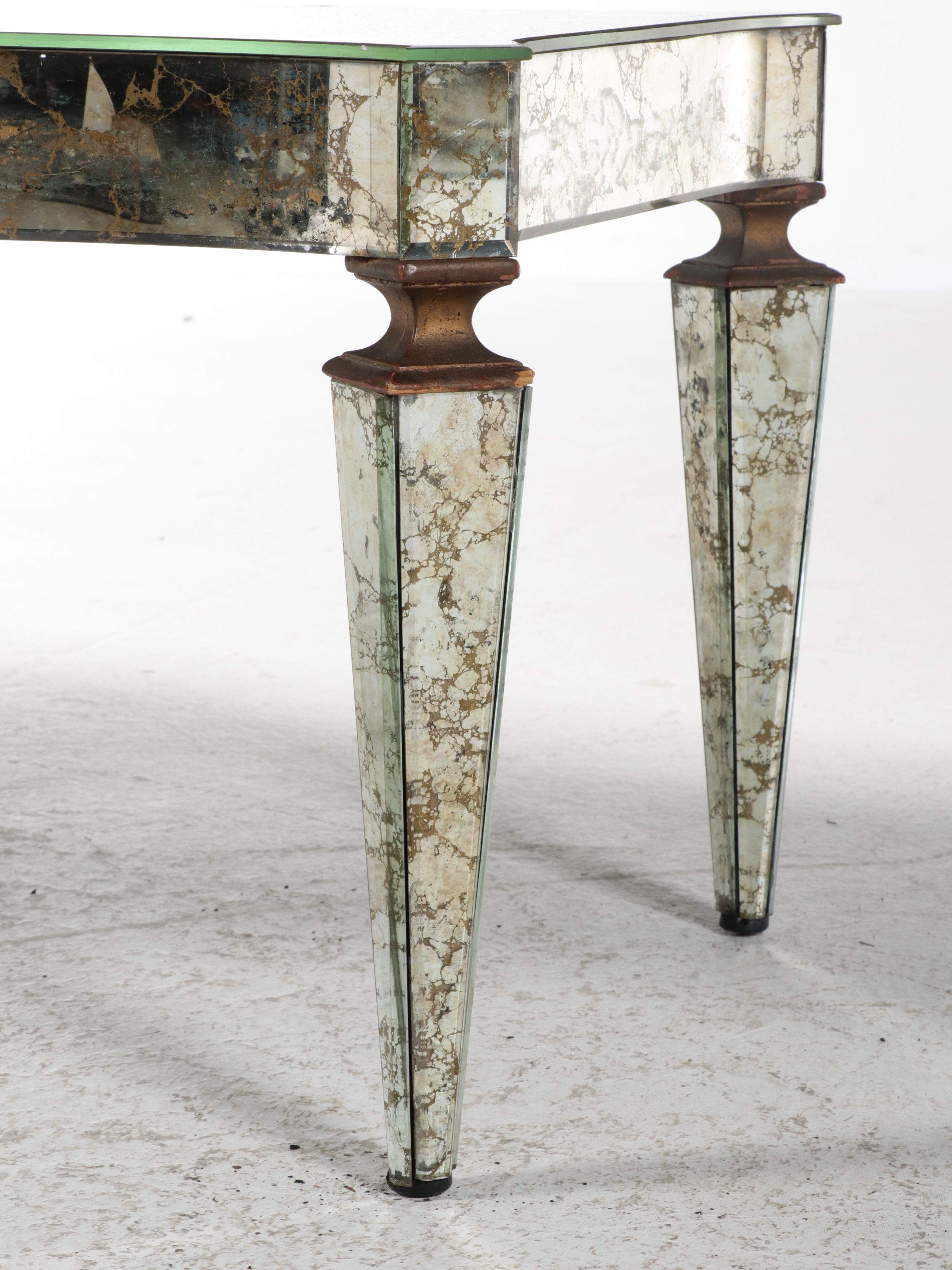 Campbell Glass Shop Hollywood Regency Antiqued Mirrored Coffee Table