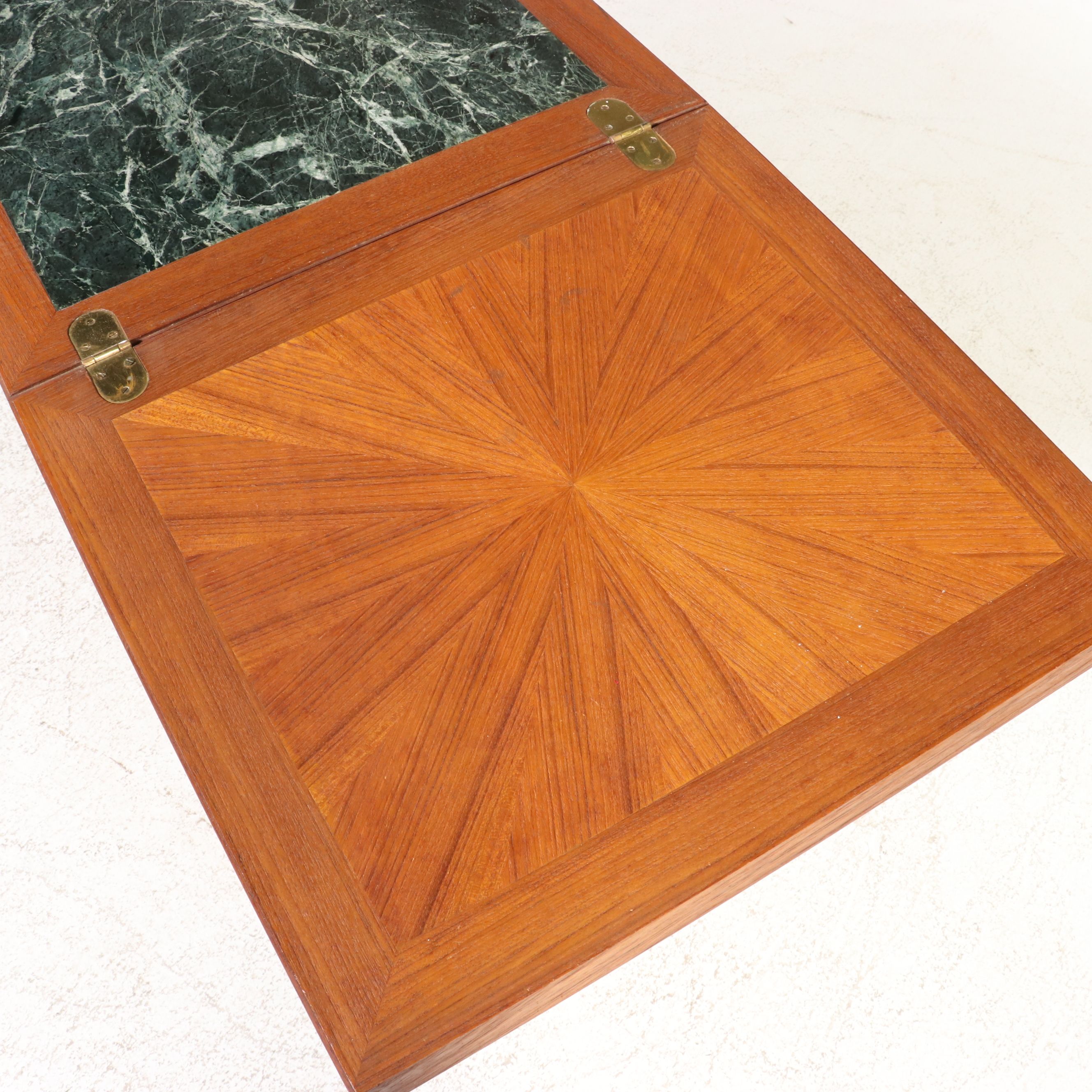 Mid Century Modern Brutalist Style Teak Flip-Top Bar Cabinet, Mid to Late 20th C