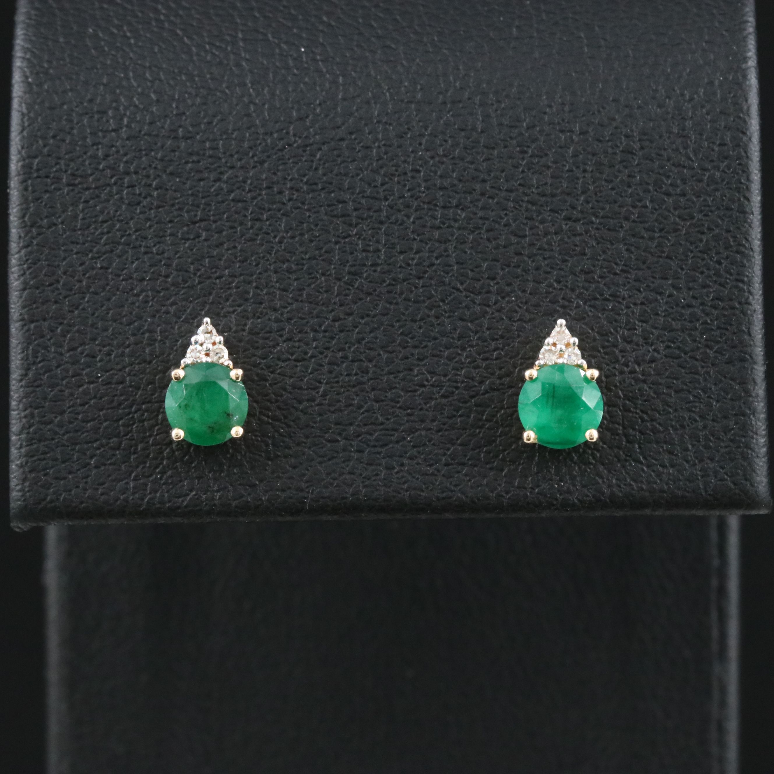 14K Emerald and Diamond Earrings