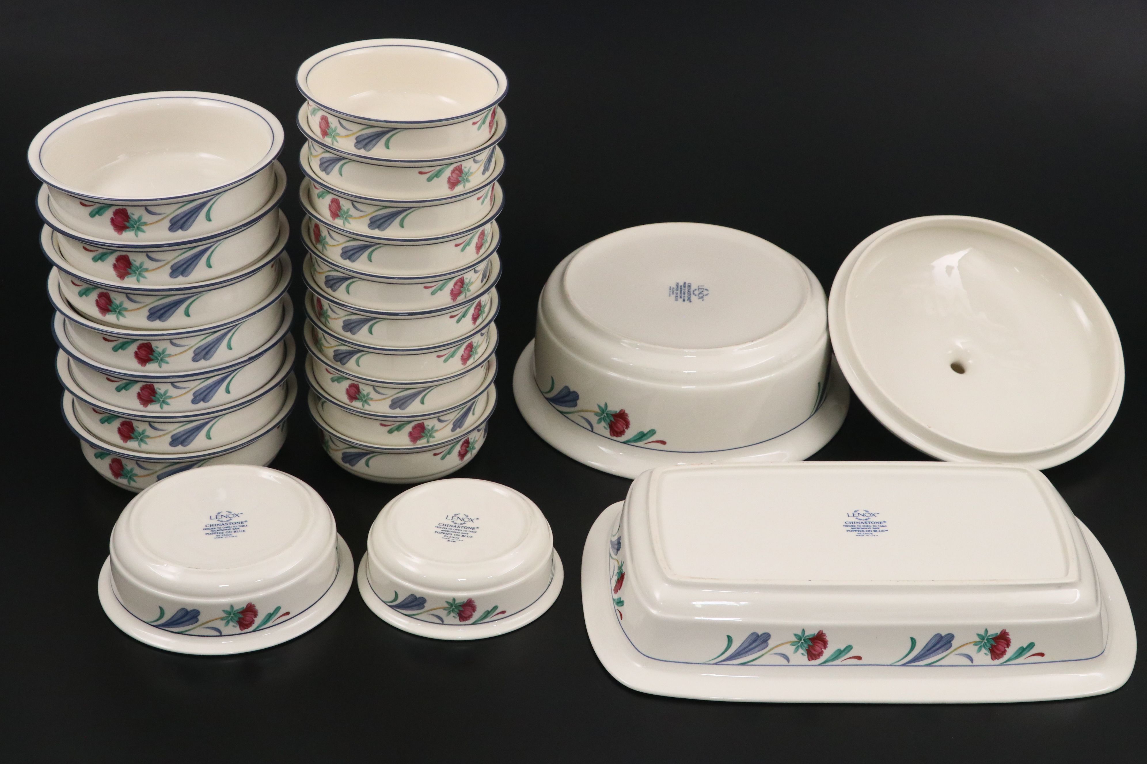 Lenox "Poppies on Blue" Chinastone Dishes and Bakeware