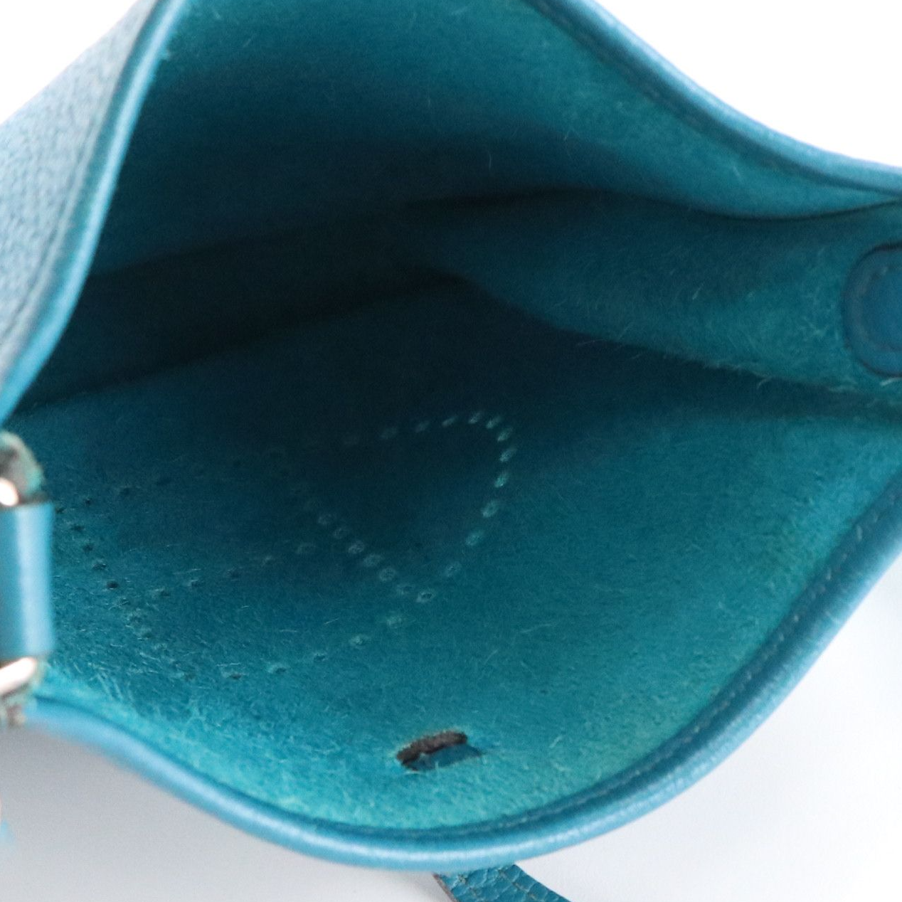 Hermès Evelyne Mini Crossbody Bag in Blue Jean Clemence Leather