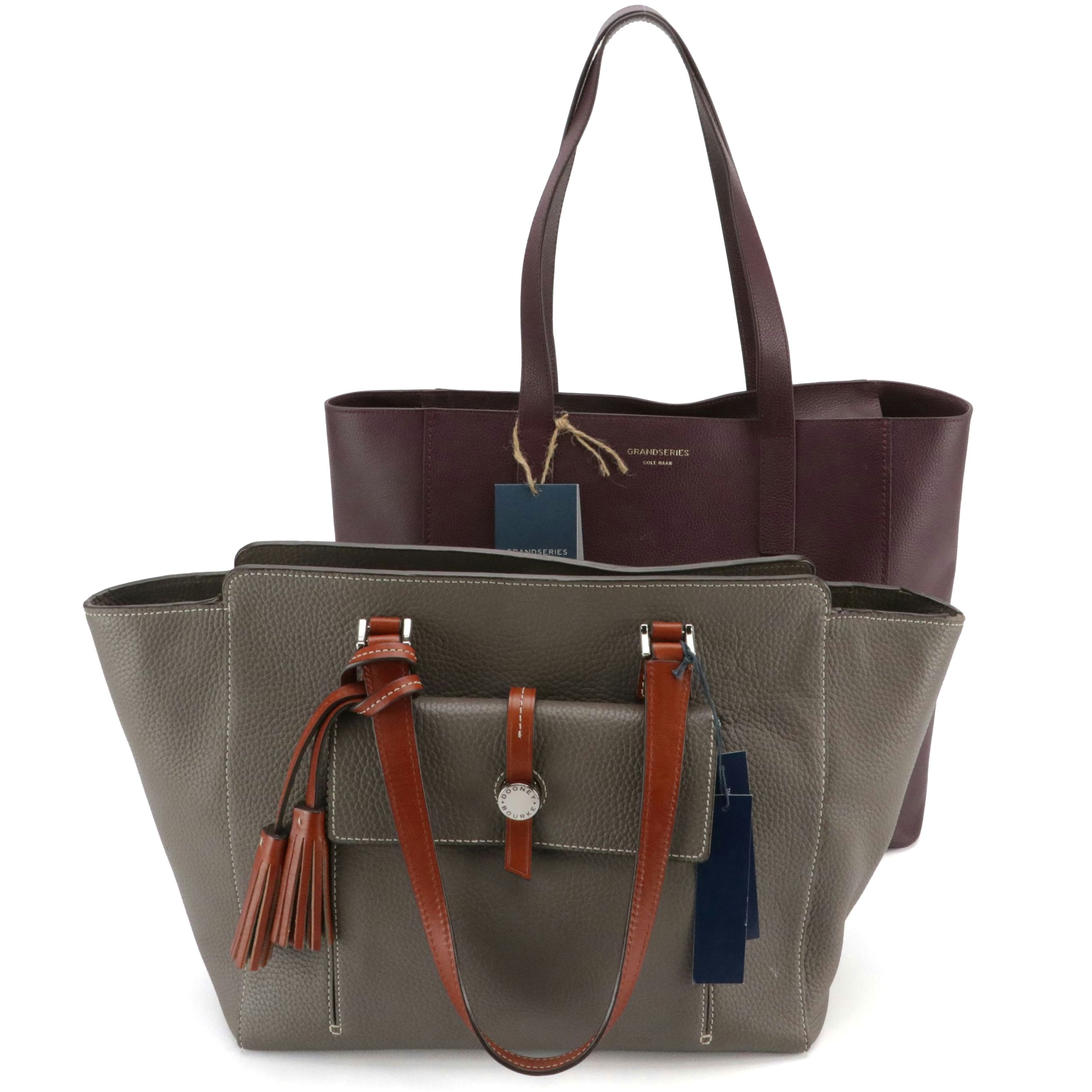 Leather East West Shopper Tote Bags from Cole Haan and Dooney & Bourke, W/ Tags