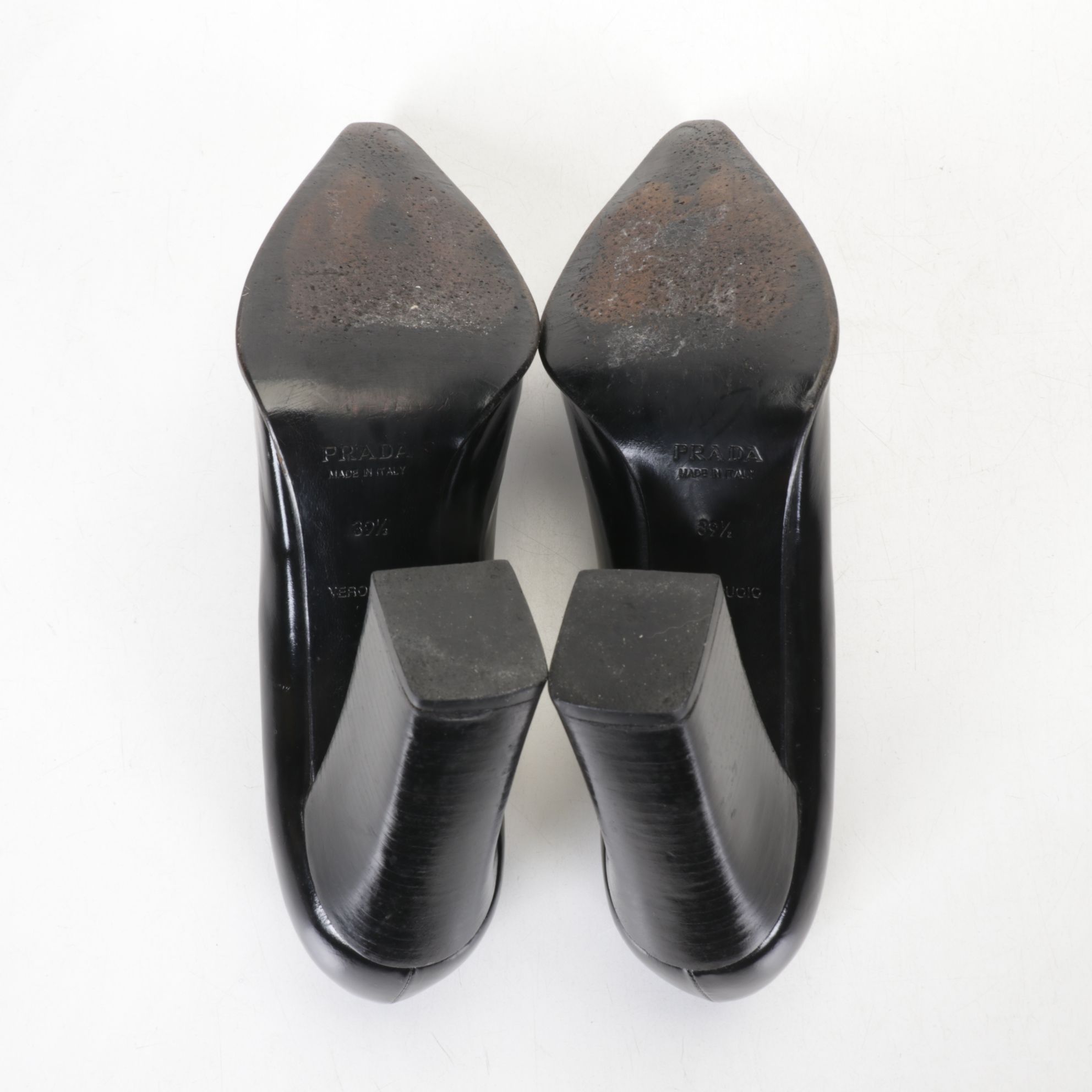 Prada Black Leather Block Heel Pumps and Lauren Ralph Lauren Strappy Heels