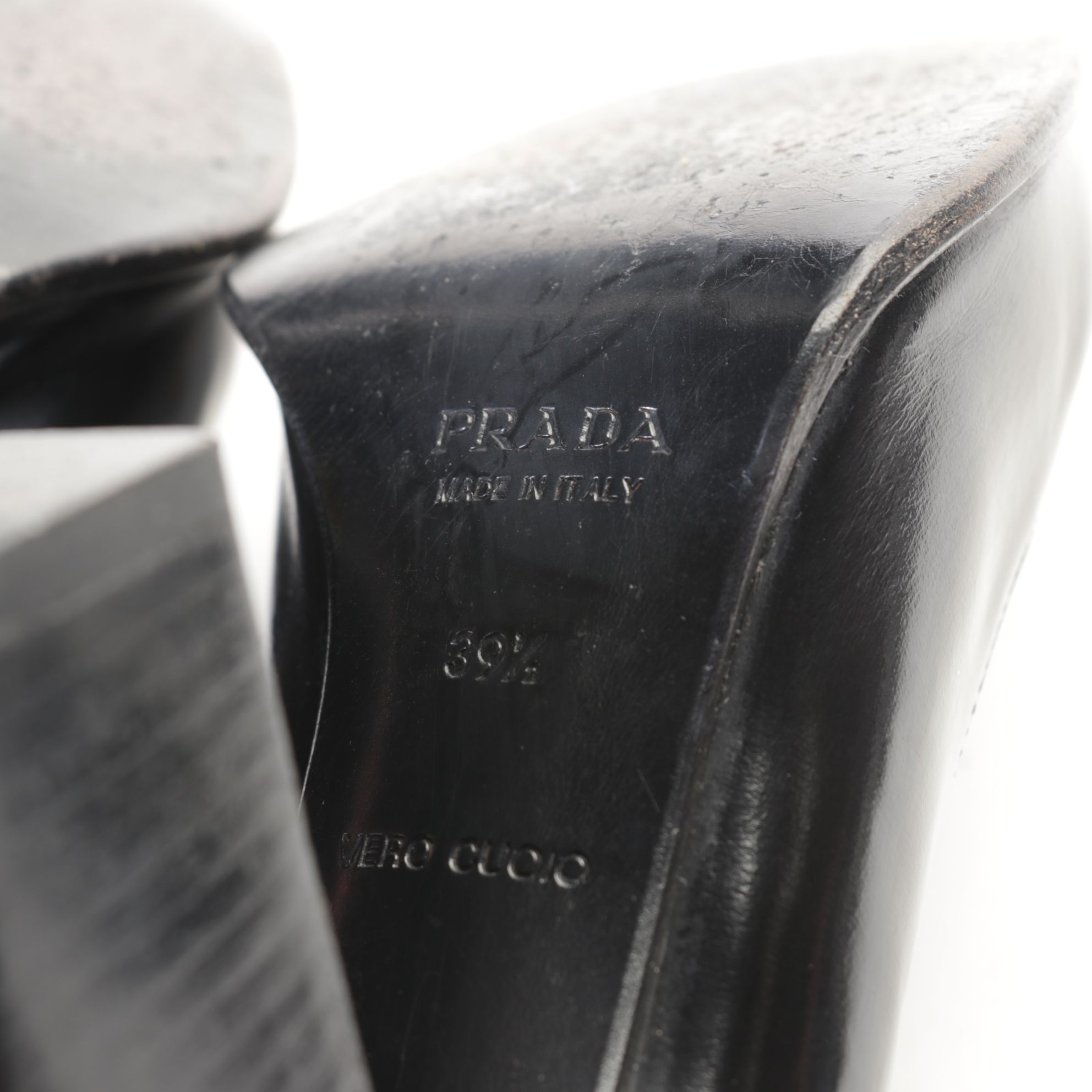 Prada Black Leather Block Heel Pumps and Lauren Ralph Lauren Strappy Heels