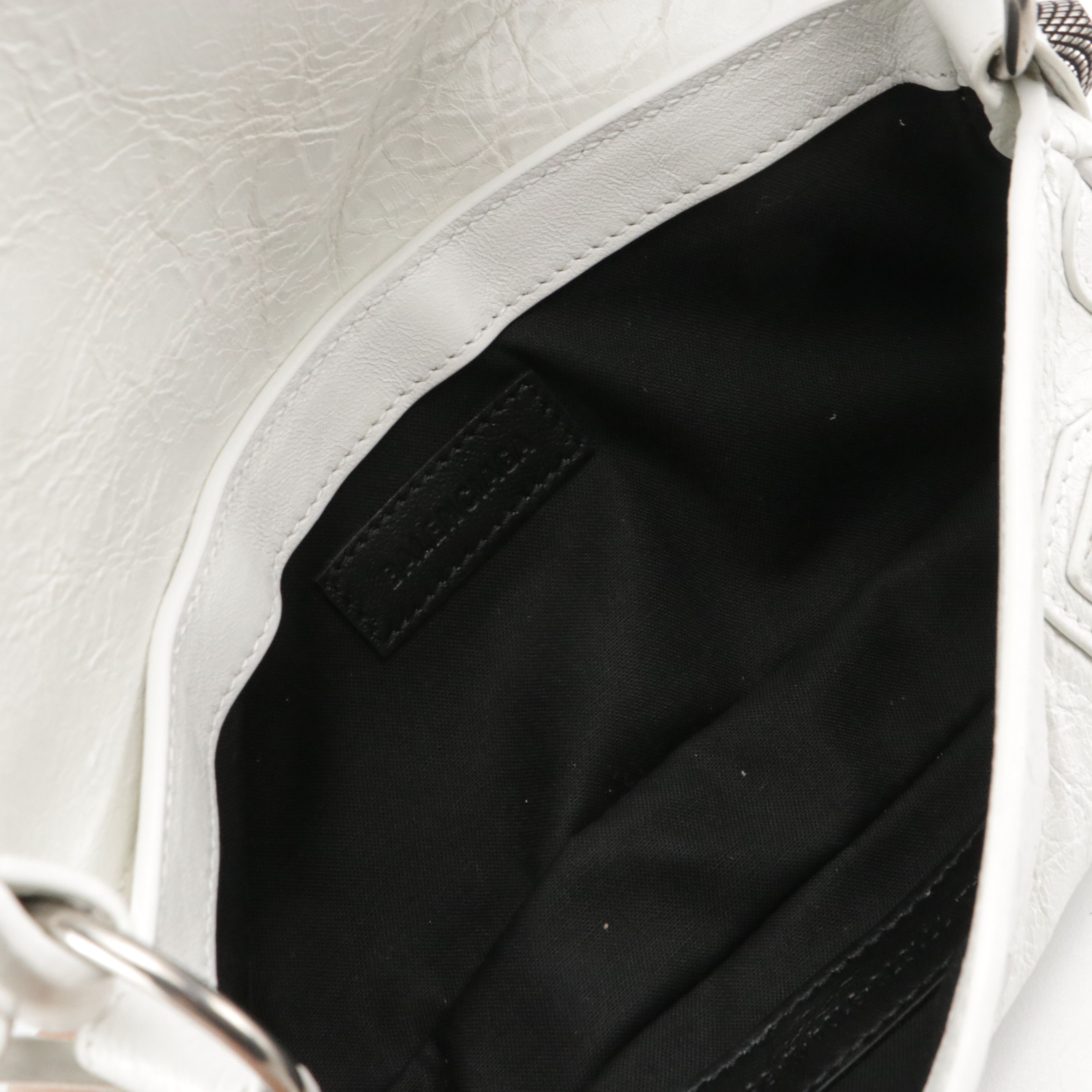 Balenciaga Small Le Cagole Shoulder Bag in White Crinkled Lambskin Leather
