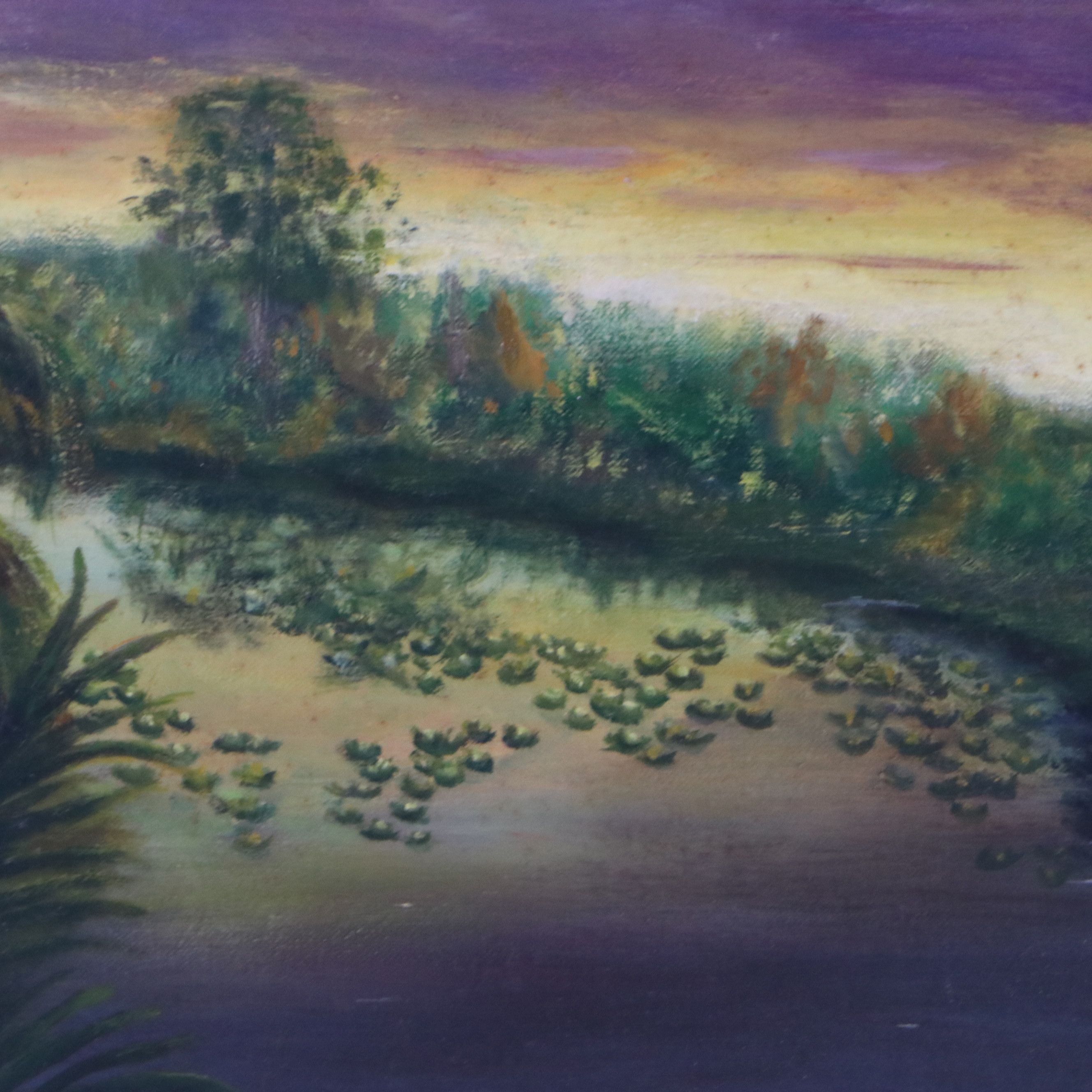 Irene Robinson Oil Painting of Tropical Aquatic Landscape at Dusk