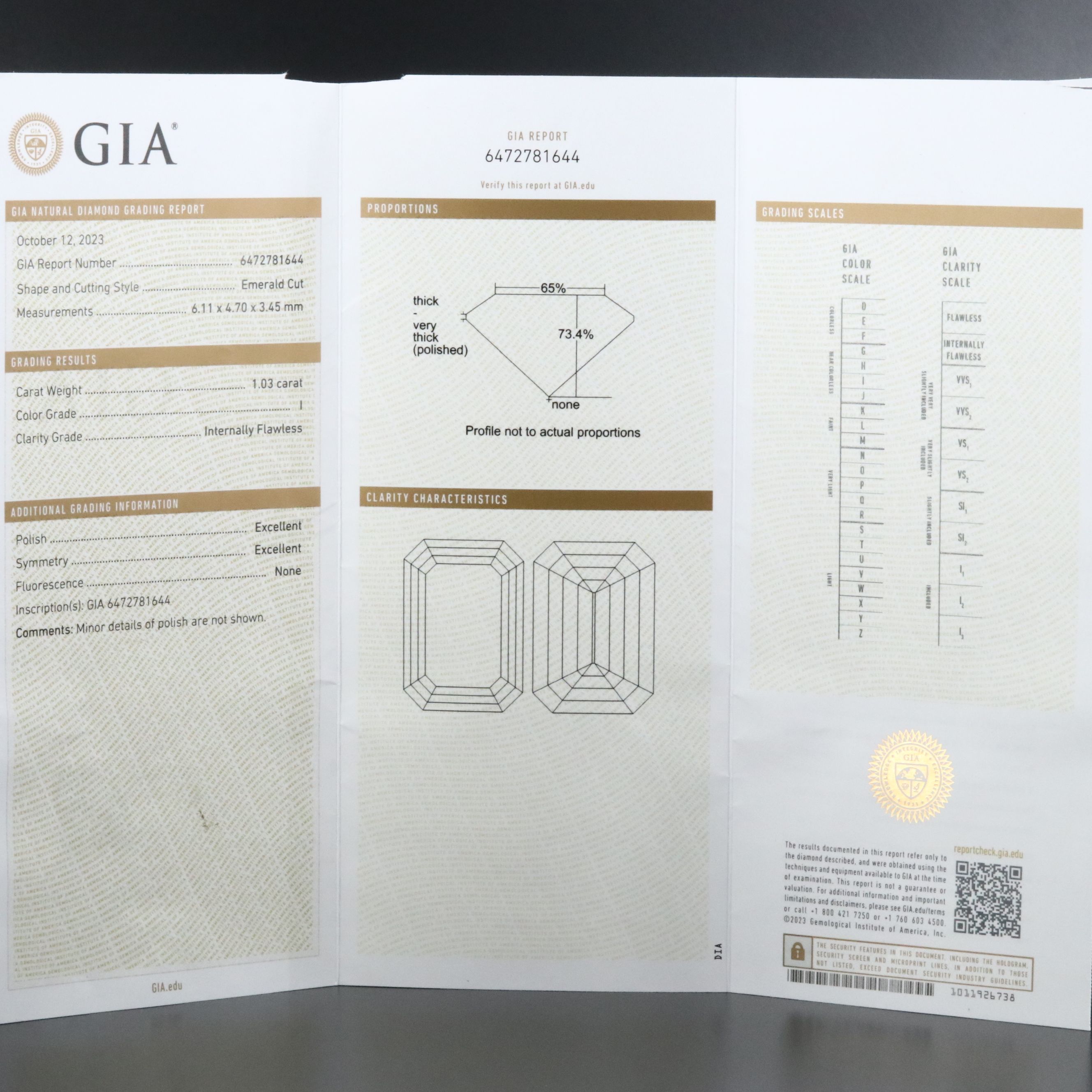 Loose 1.03 CT Internally Flawless Diamond with GIA Report