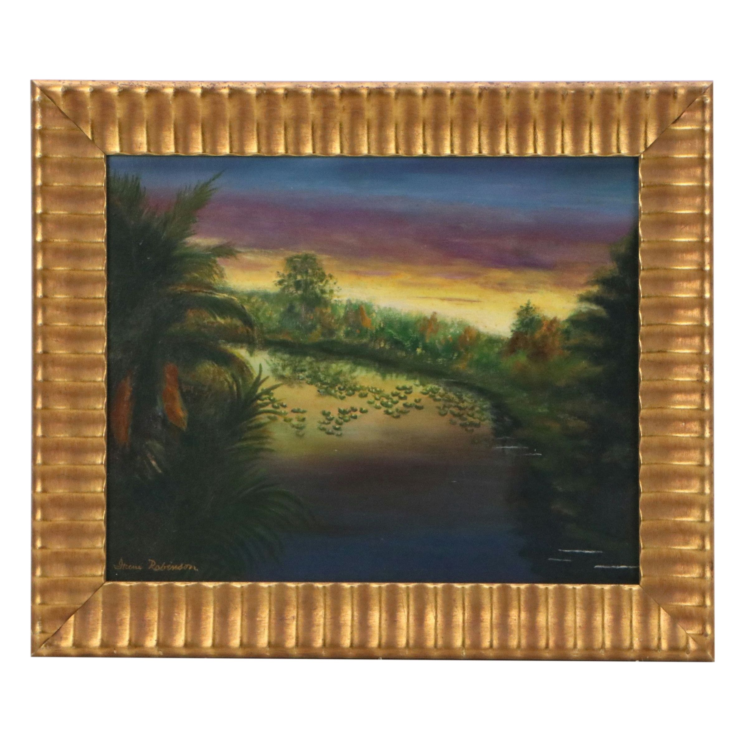 Irene Robinson Oil Painting of Tropical Aquatic Landscape at Dusk