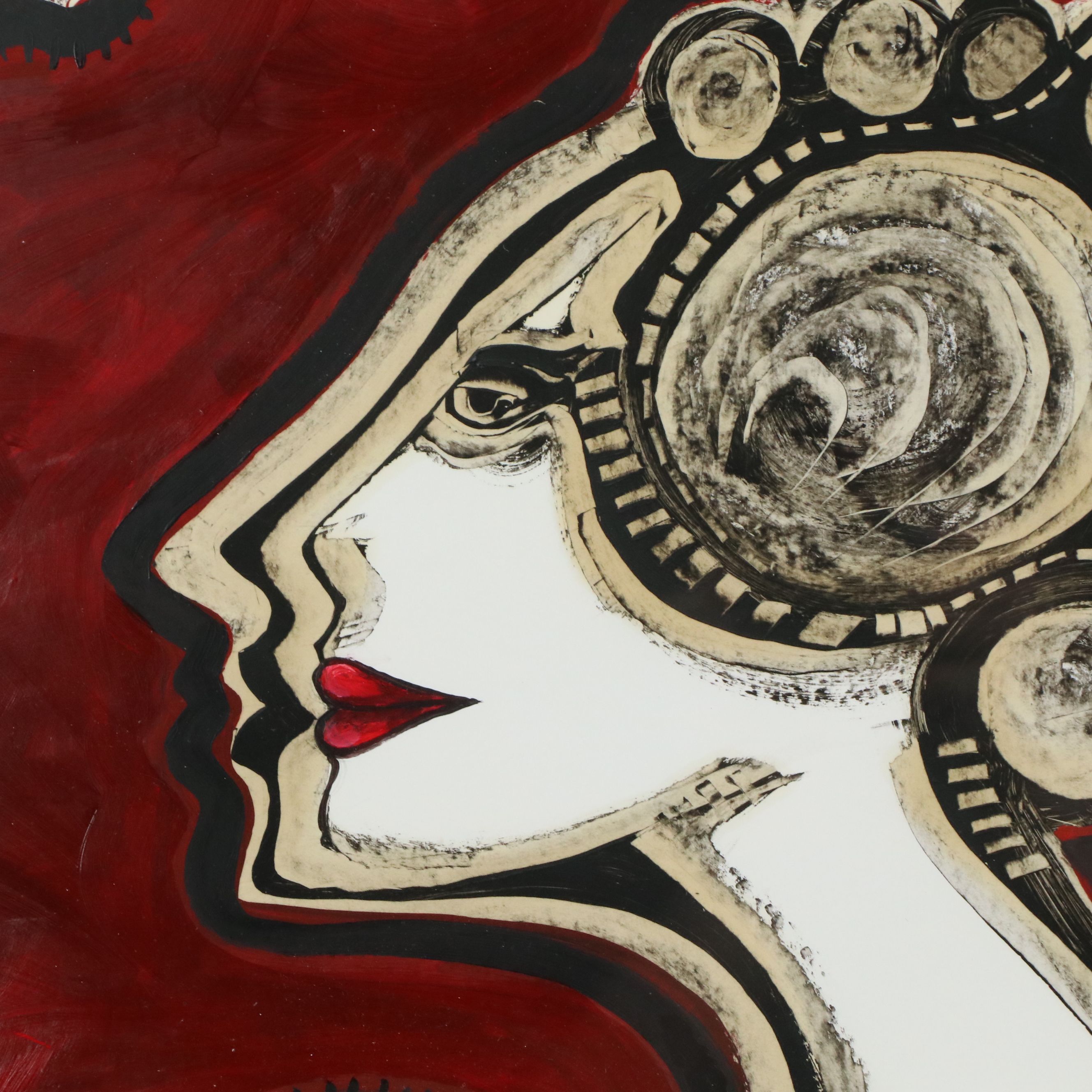 Héctor Catà Oil Painting "Perfil de Mujer [Female profile]," 2013