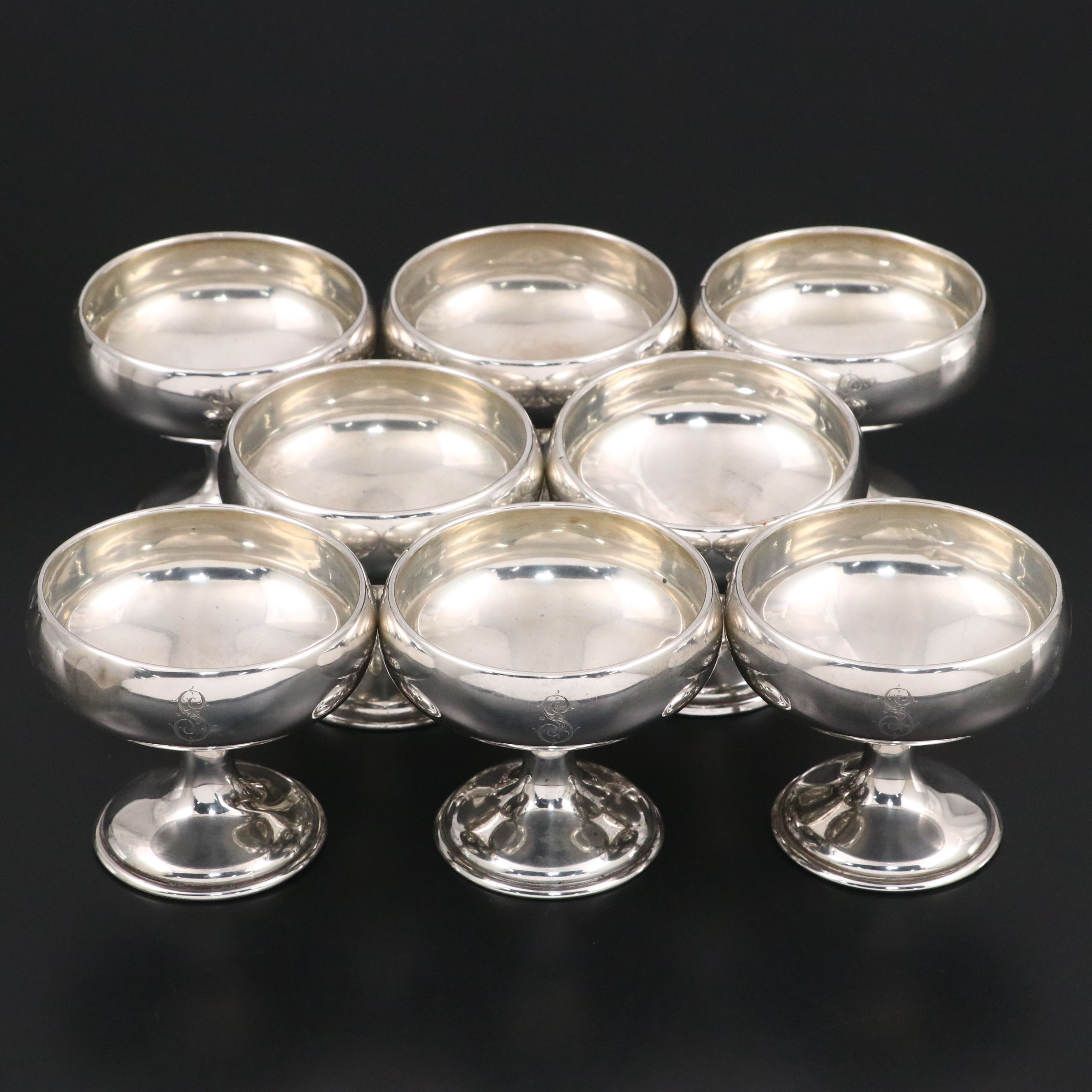 Moore & Hofman Sterling Silver Low Sherbet Cups, Early to Mid-20th Century