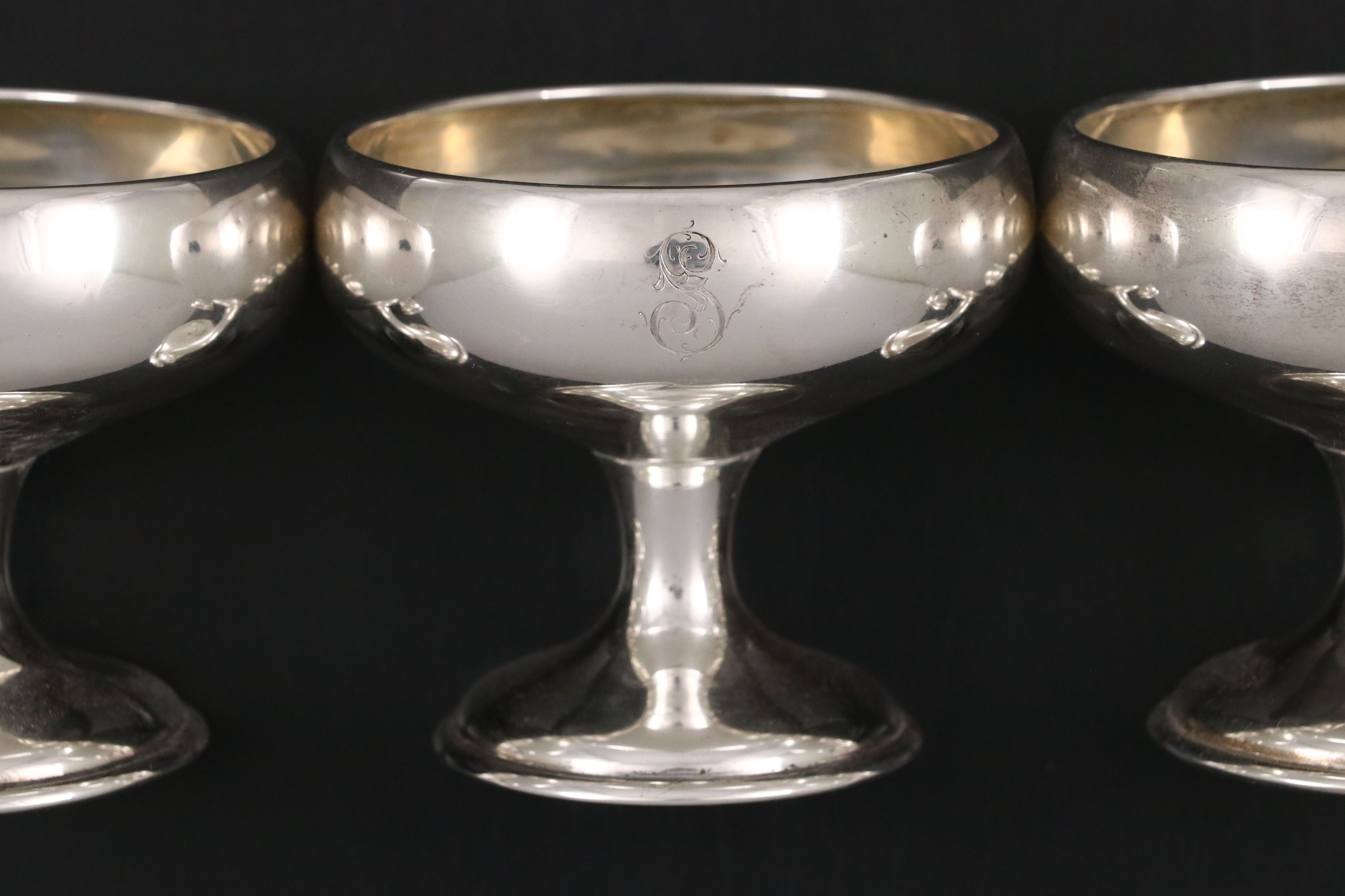 Moore & Hofman Sterling Silver Low Sherbet Cups, Early to Mid-20th Century
