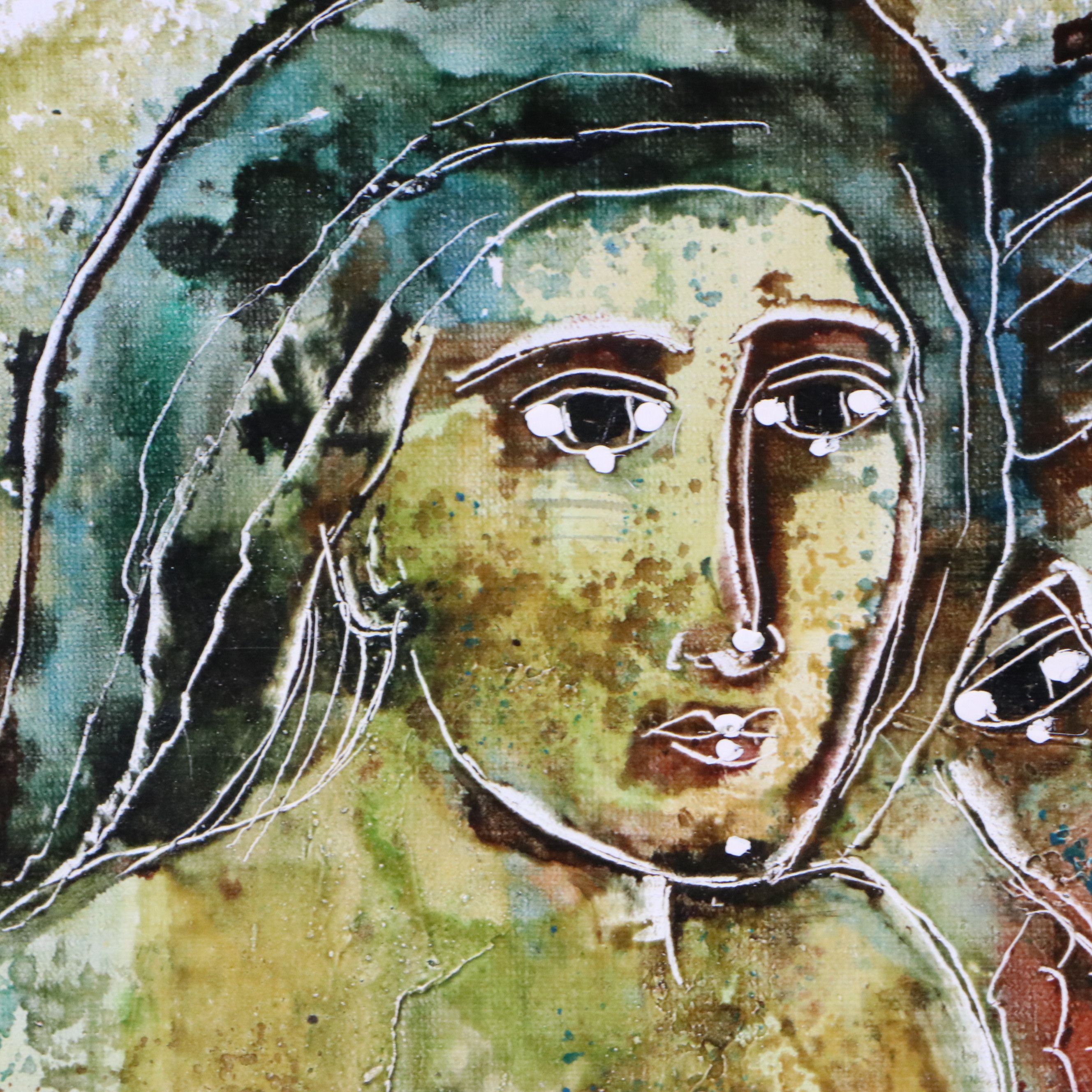 Calvin Waller Burnett Stylized Figures Oil Painting