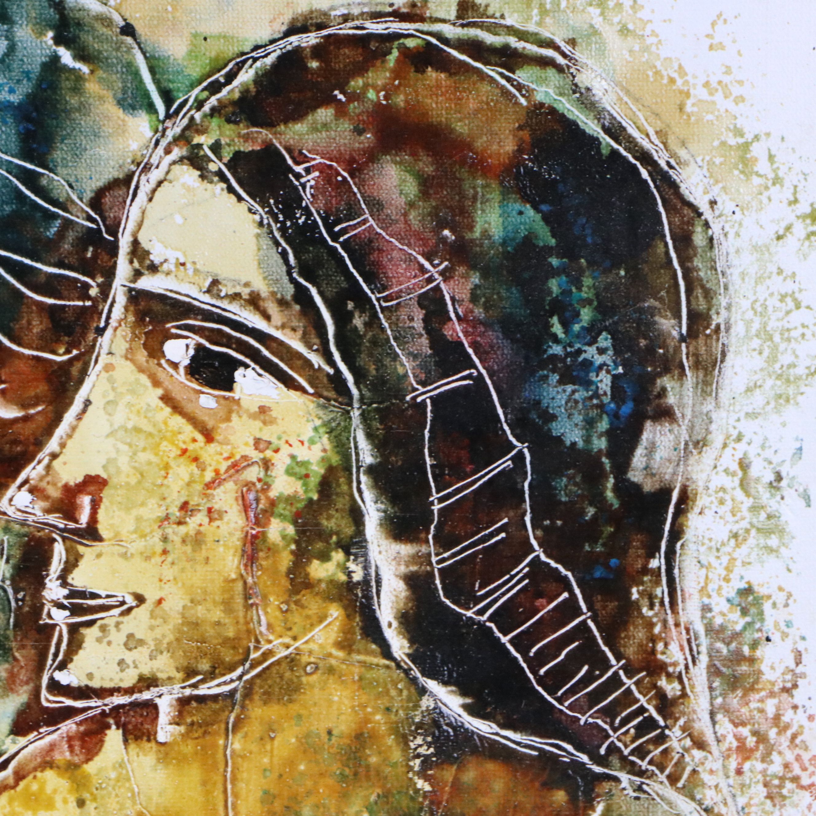 Calvin Waller Burnett Stylized Figures Oil Painting