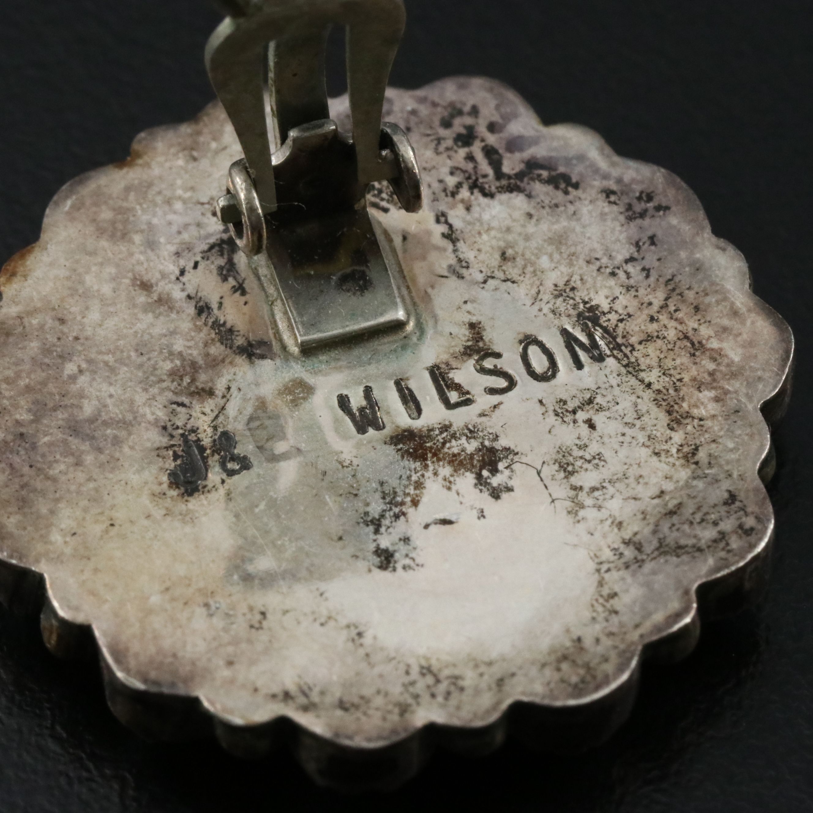 Sterling Turquoise Cuff and Earrings Featuring Navajo J & E Wilson =