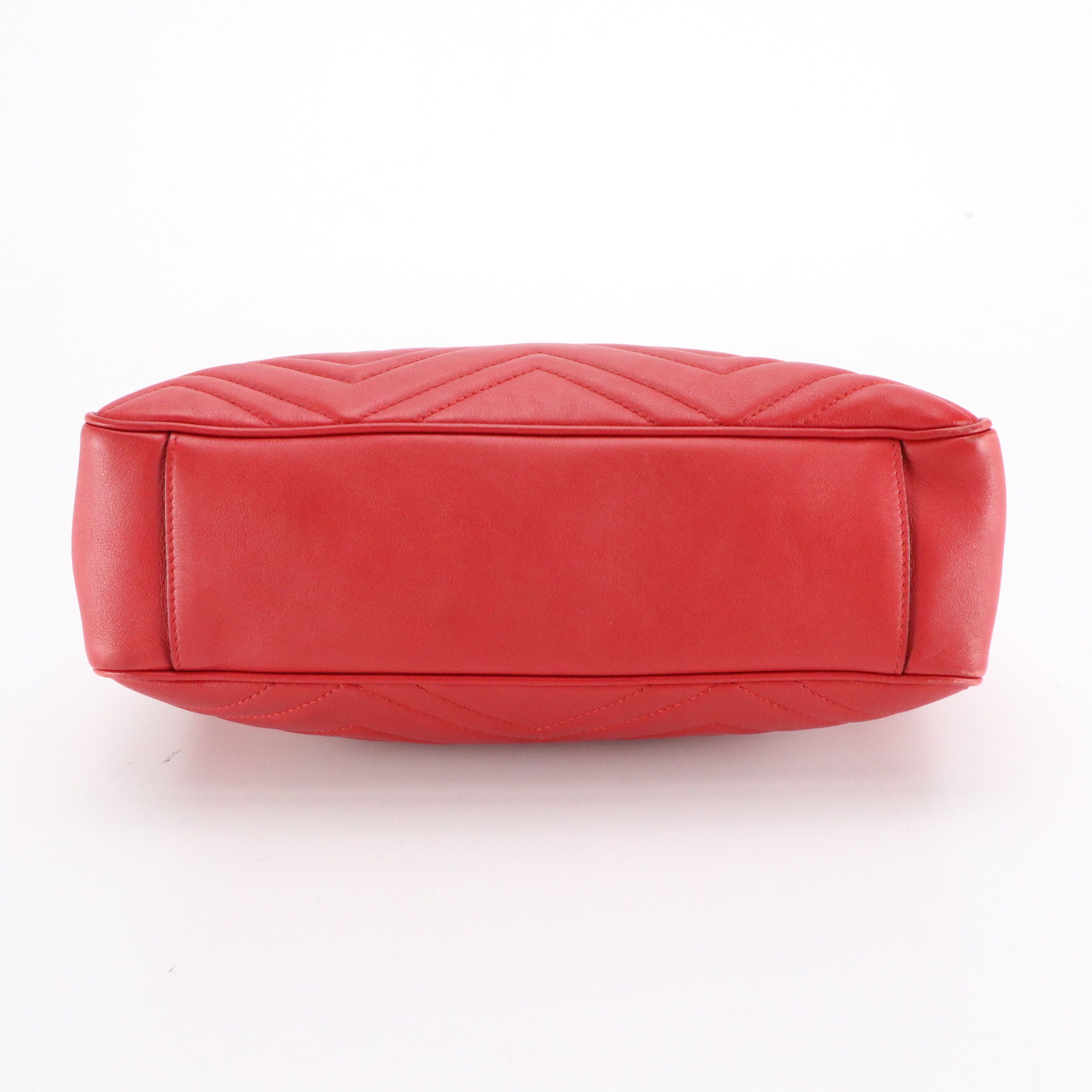 Gucci GG Marmont Chain Tote Bag in Red Matelassé Calfskin Leather