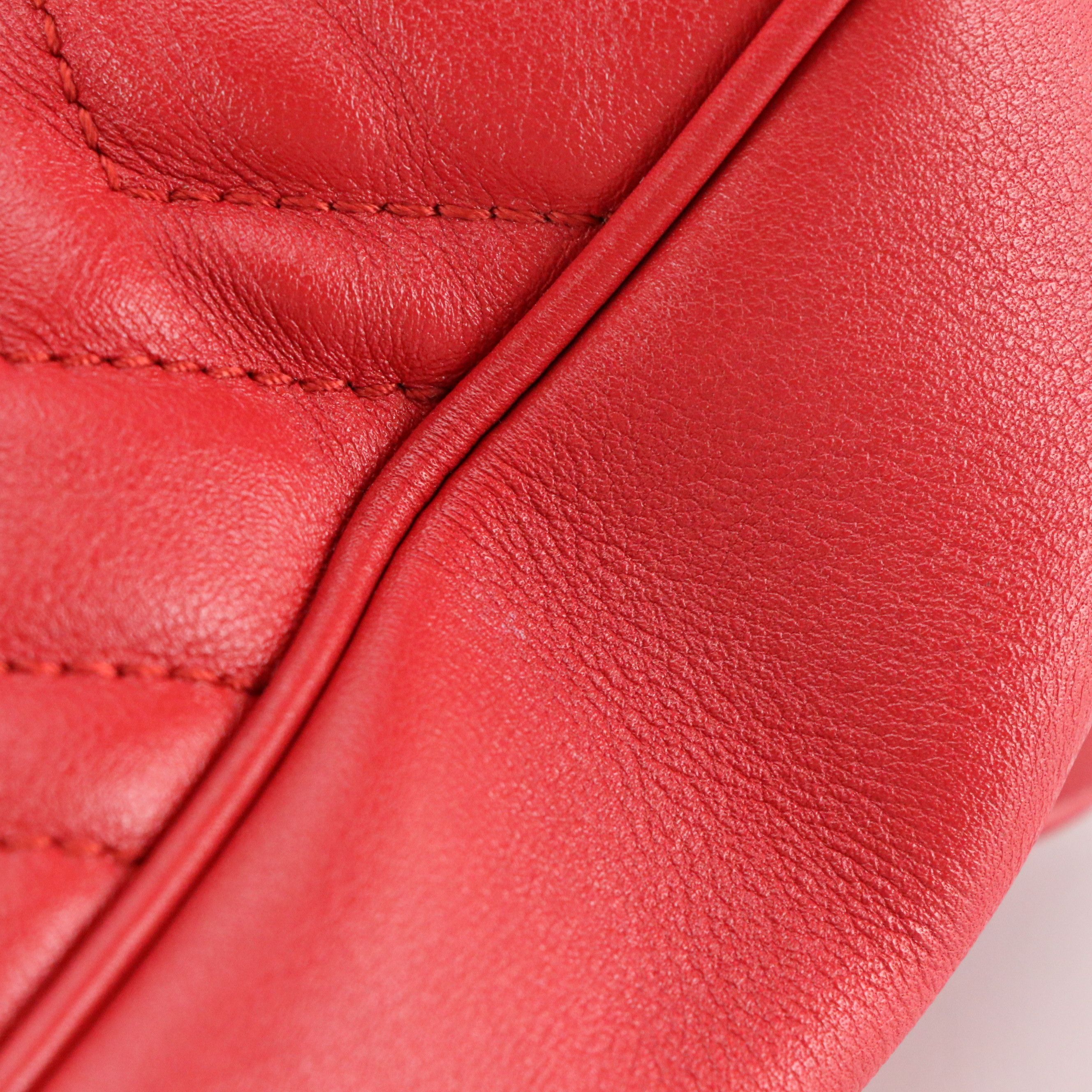 Gucci GG Marmont Chain Tote Bag in Red Matelassé Calfskin Leather