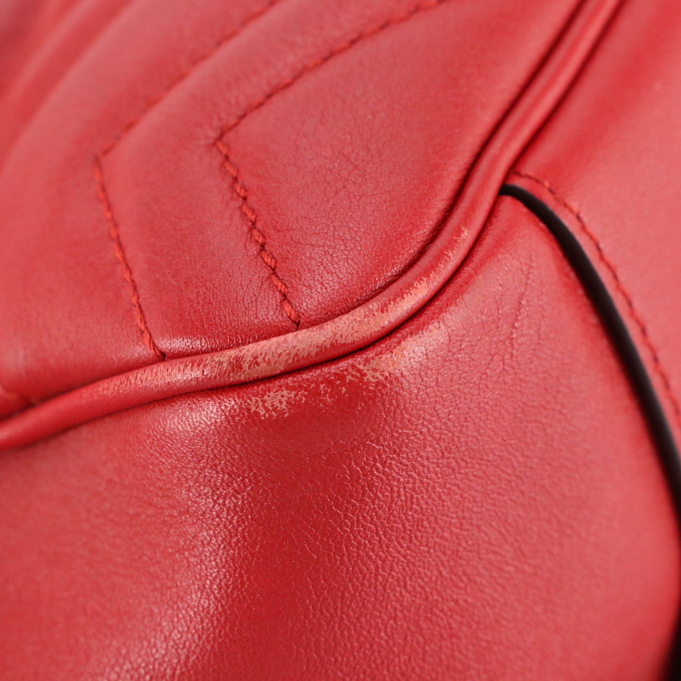 Gucci GG Marmont Chain Tote Bag in Red Matelassé Calfskin Leather