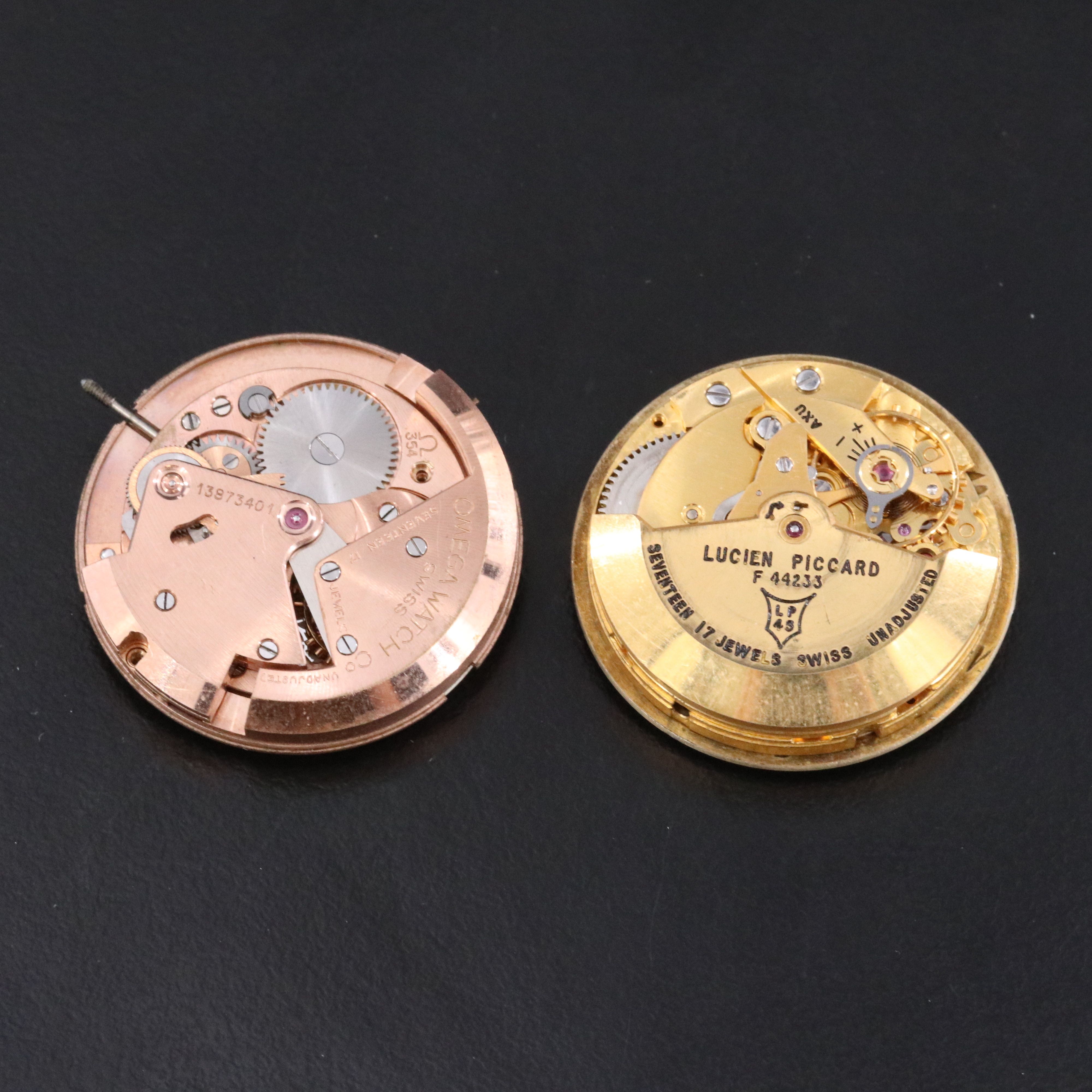 Omega and Lucien Piccard Automatic Watch Movements with Dials