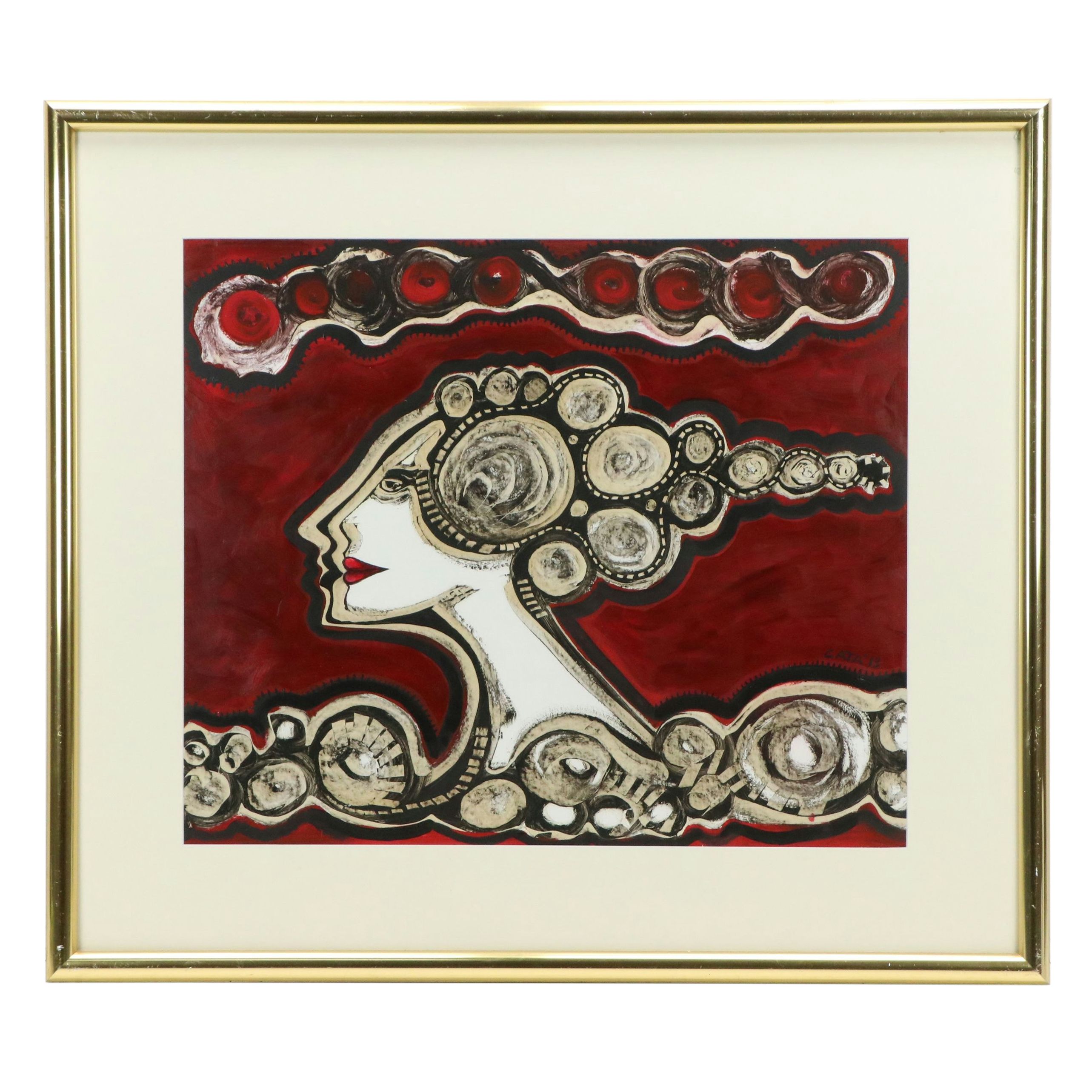 Héctor Catà Oil Painting "Perfil de Mujer [Female profile]," 2013