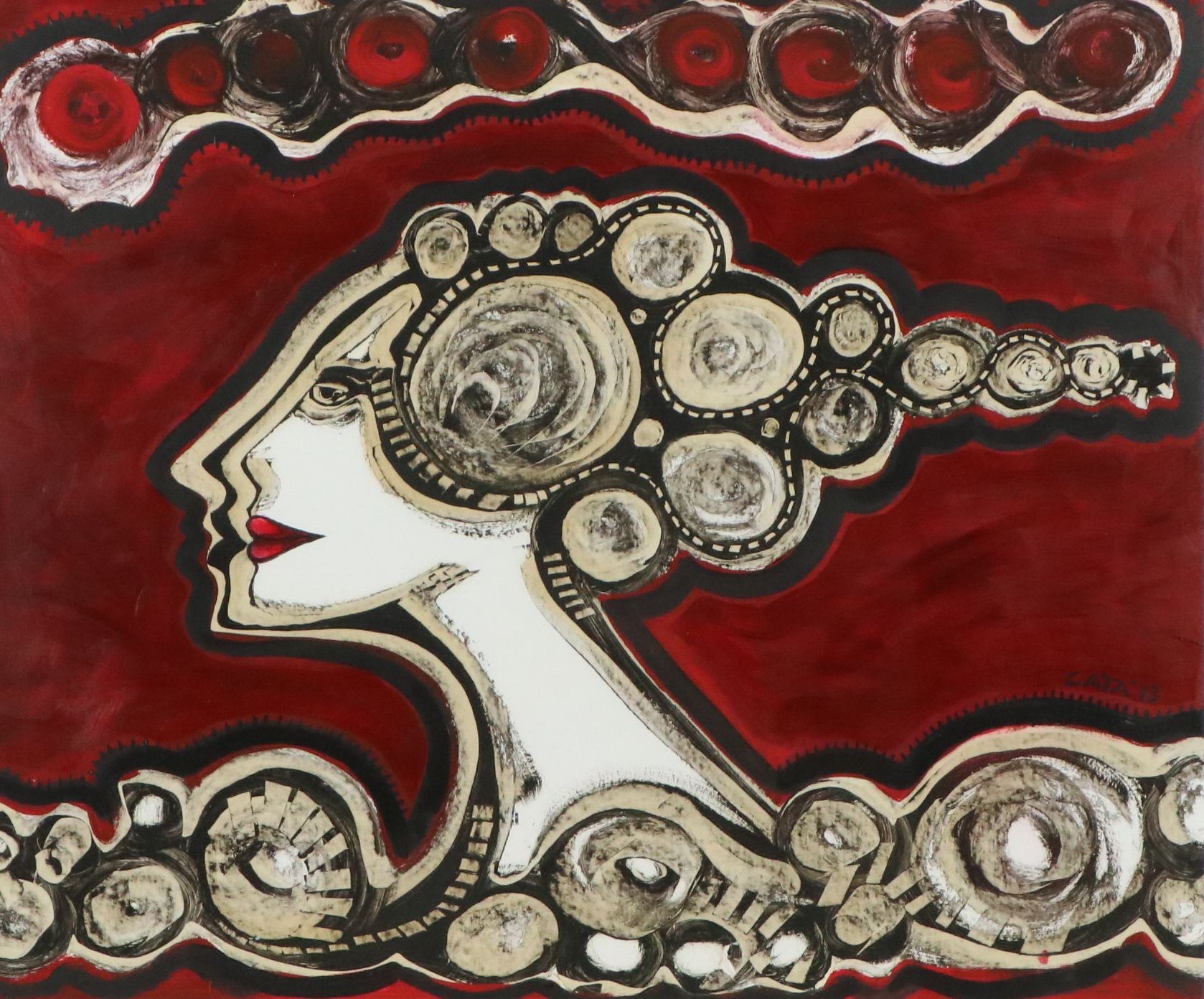 Héctor Catà Oil Painting "Perfil de Mujer [Female profile]," 2013