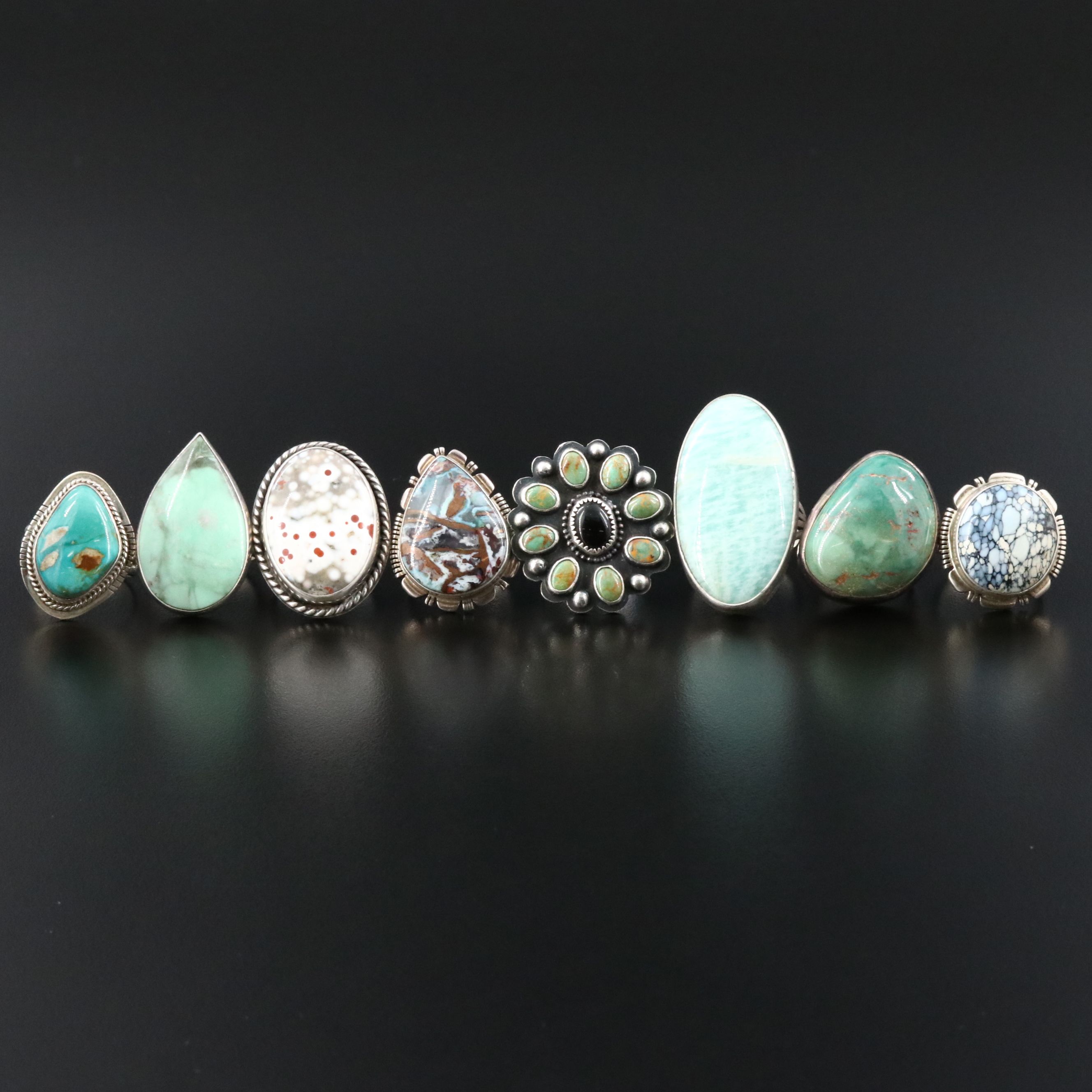 Southwestern Sterling Rings Featuring Amazonite, Turquoise and Jasper
