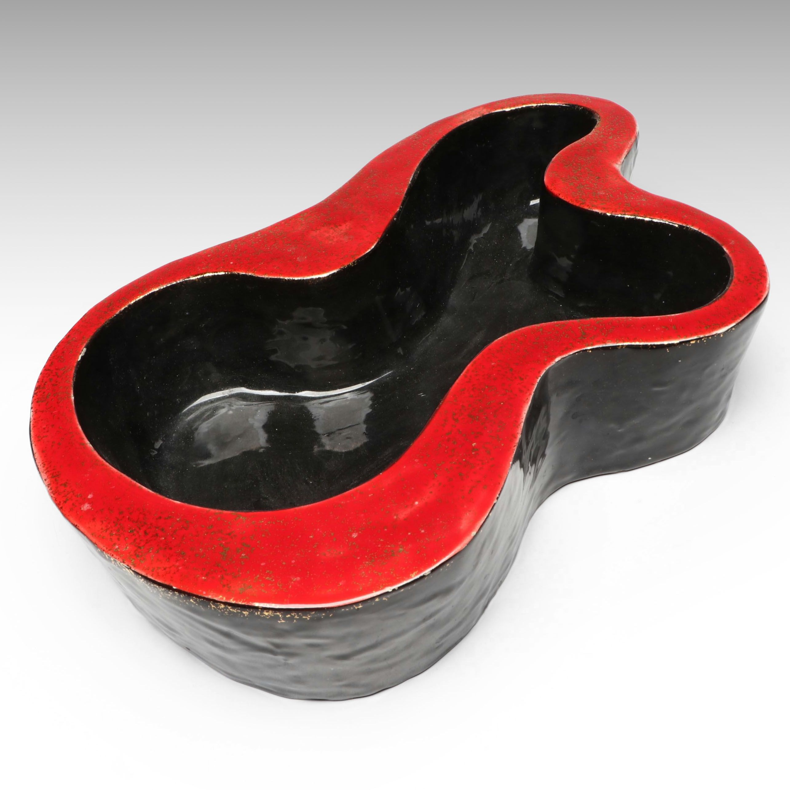 Artist Signed Freeform Glazed Ceramic Bowl