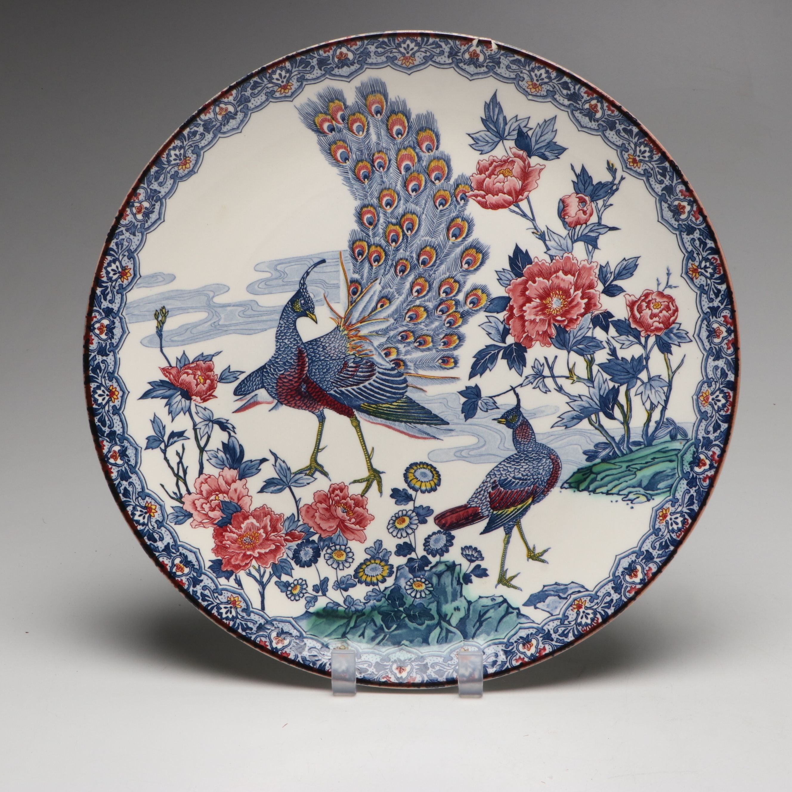 STW Bavaria Porcelain Game Bird Wall Plate with Japanese Peacock Plate