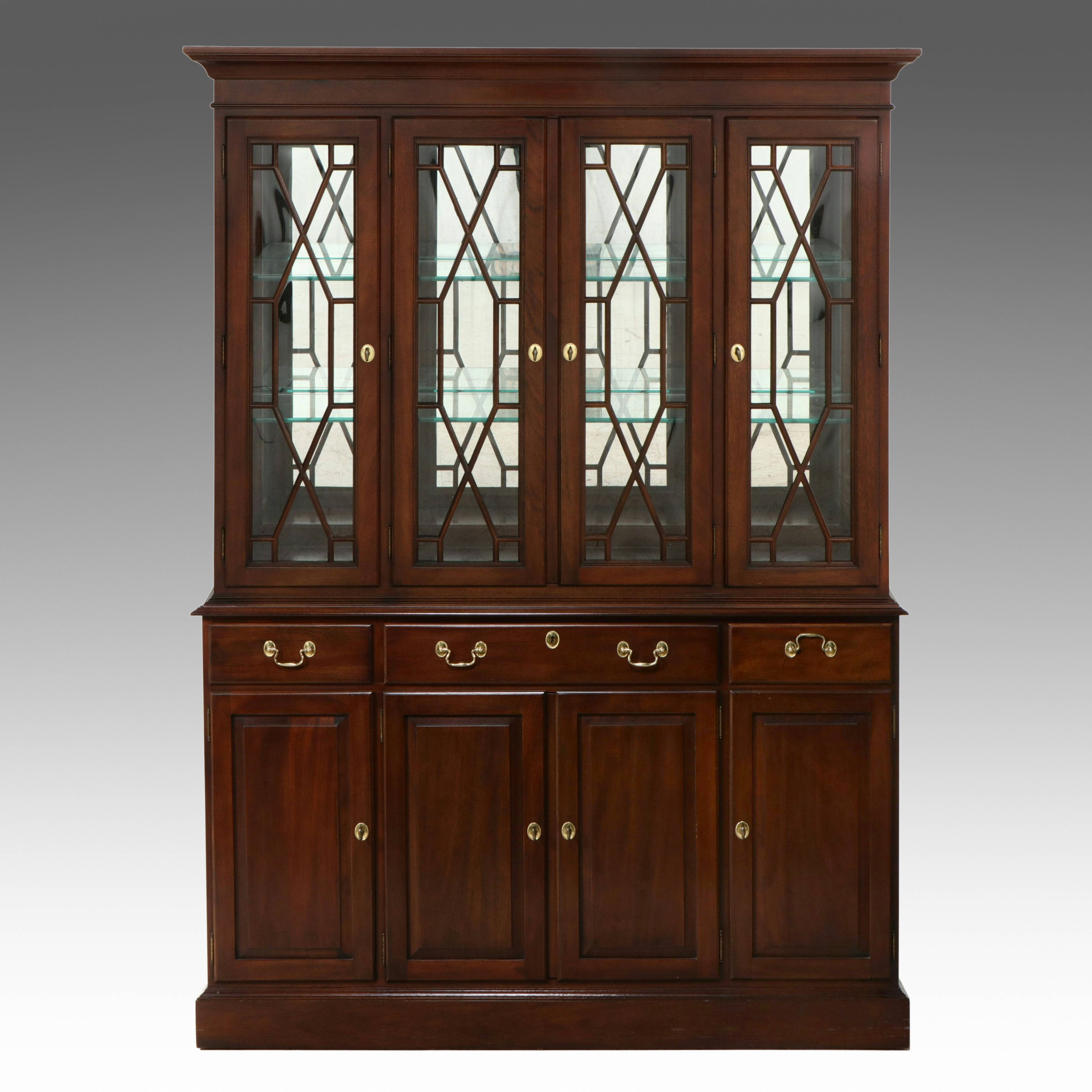 Knob Creek Chippendale Style Mahogany Breakfront China Cabinet