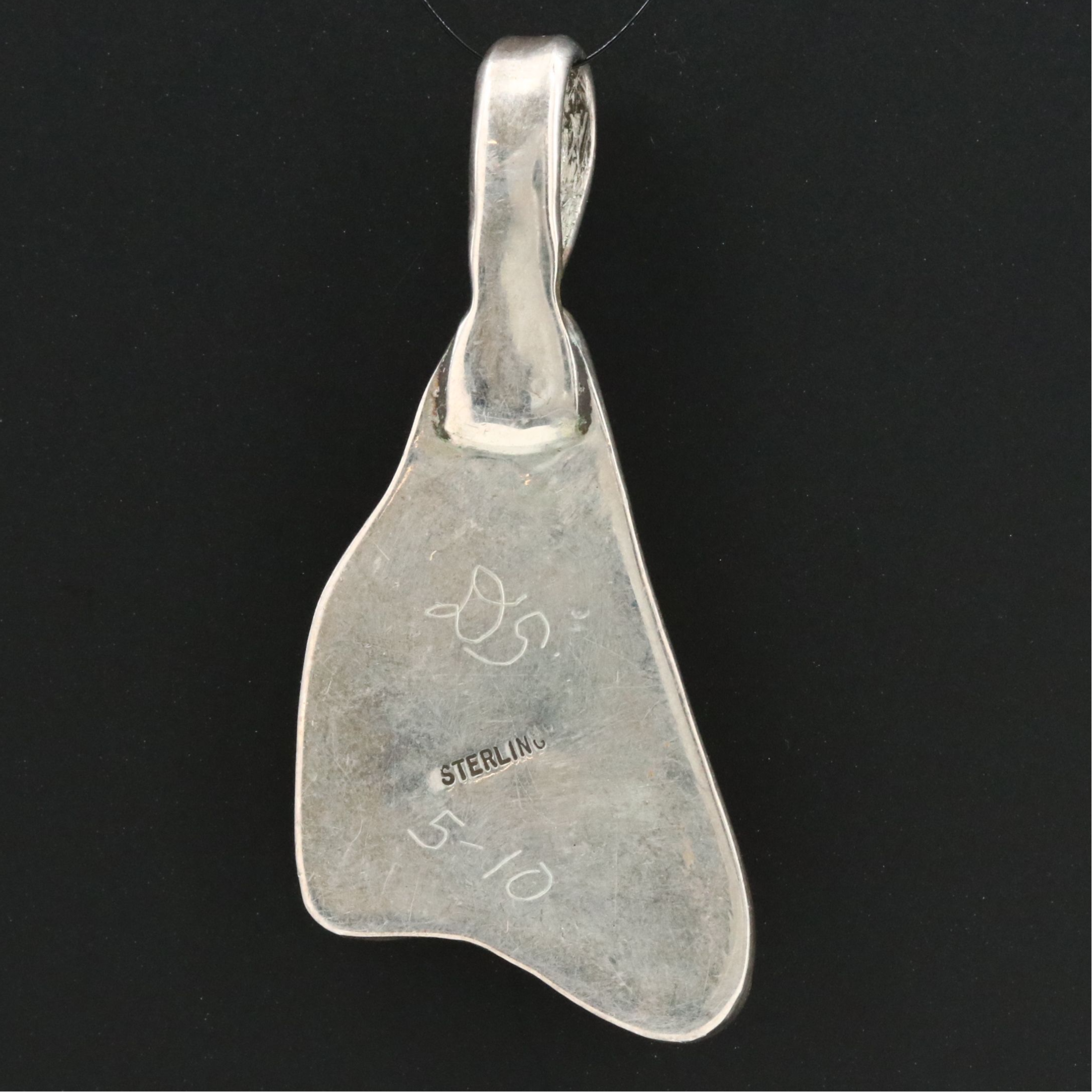 Sterling Artist Signed Tiger's Eye Pendant