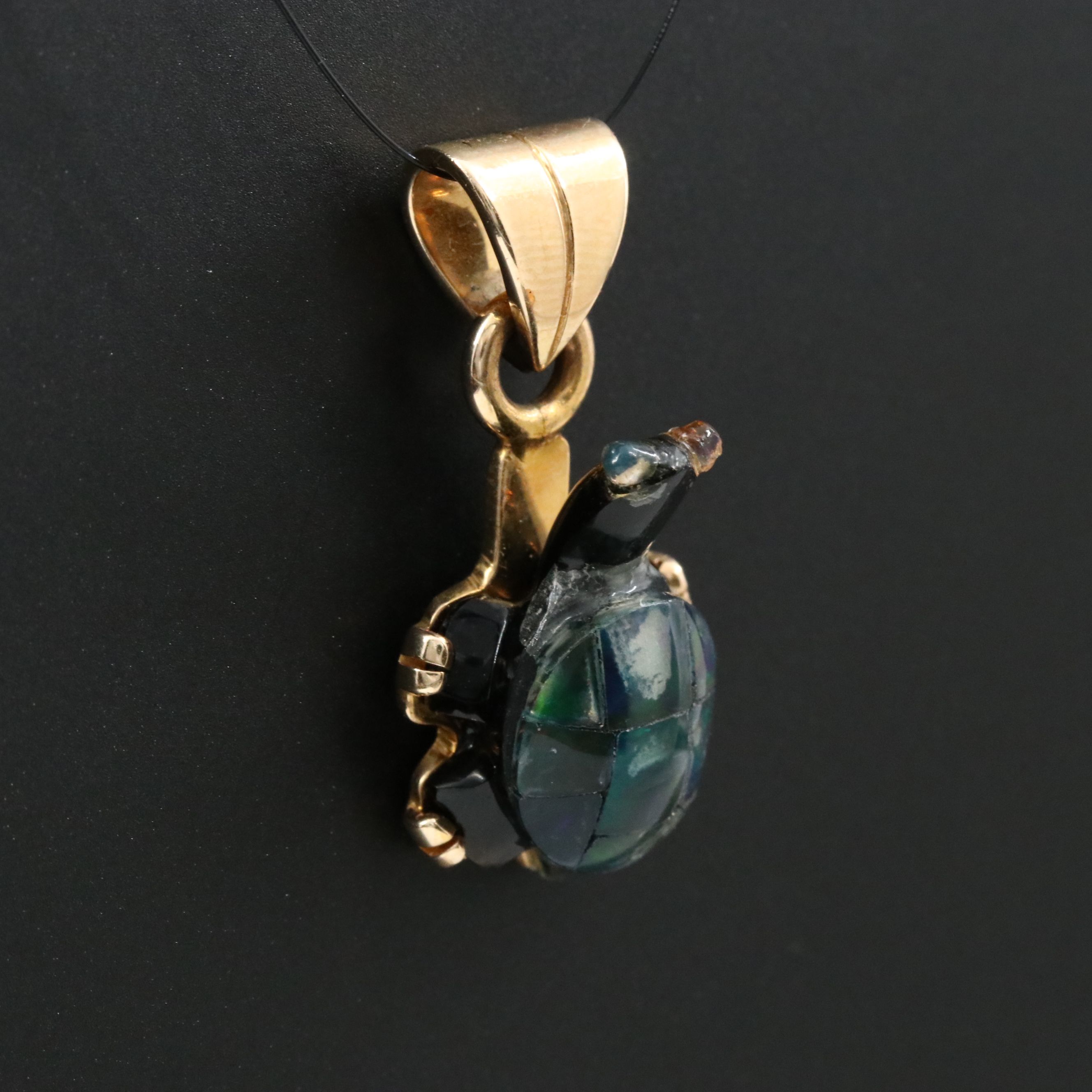 14K Opal Mosaic Turtle Pendant