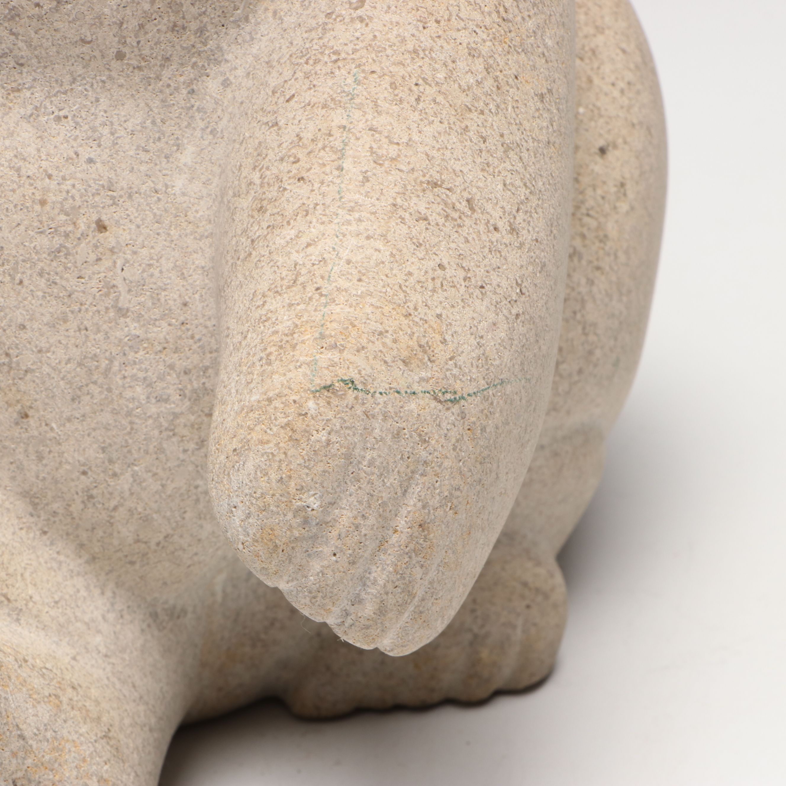 Carved Stone Seated Bear Figurines