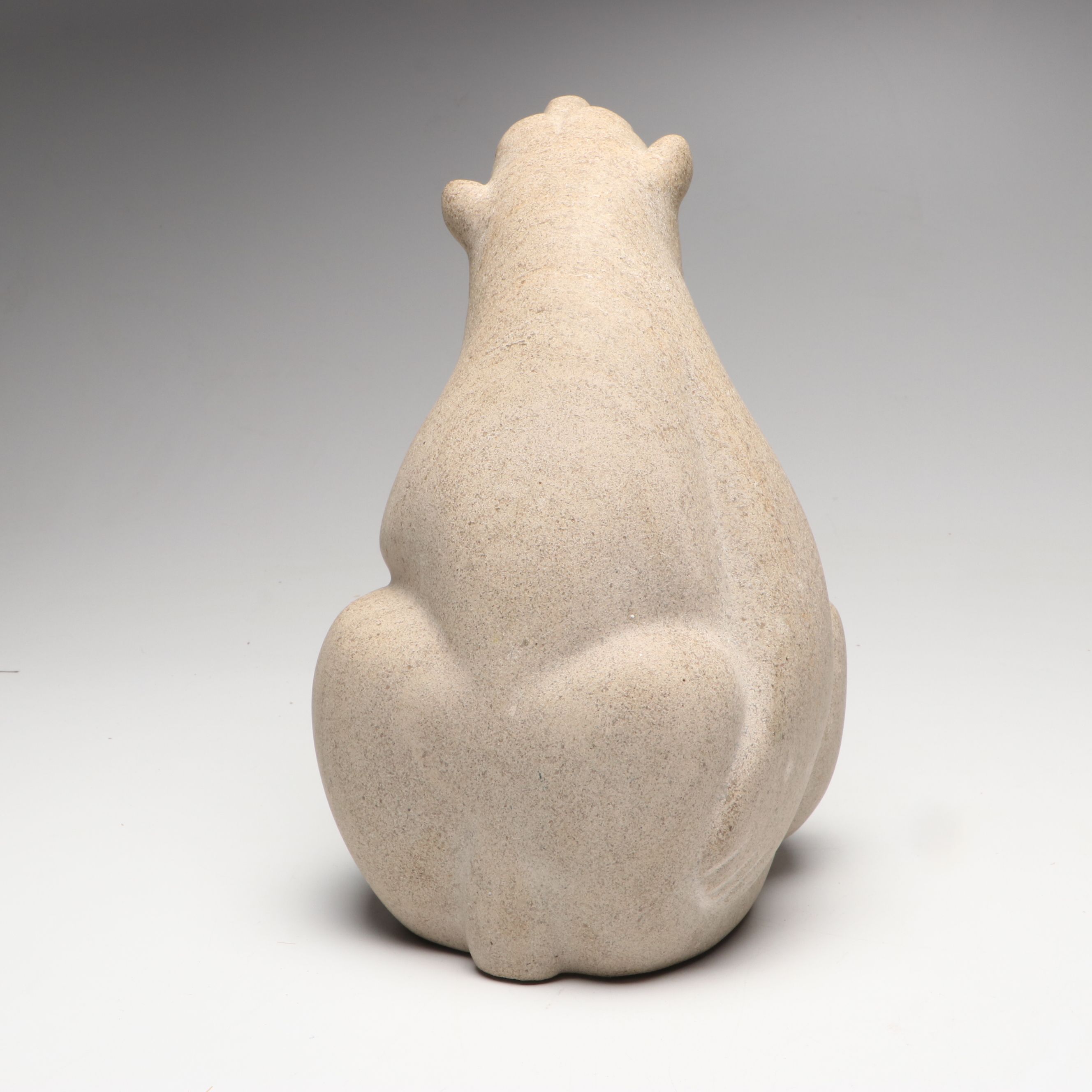 Carved Stone Seated Bear Figurines