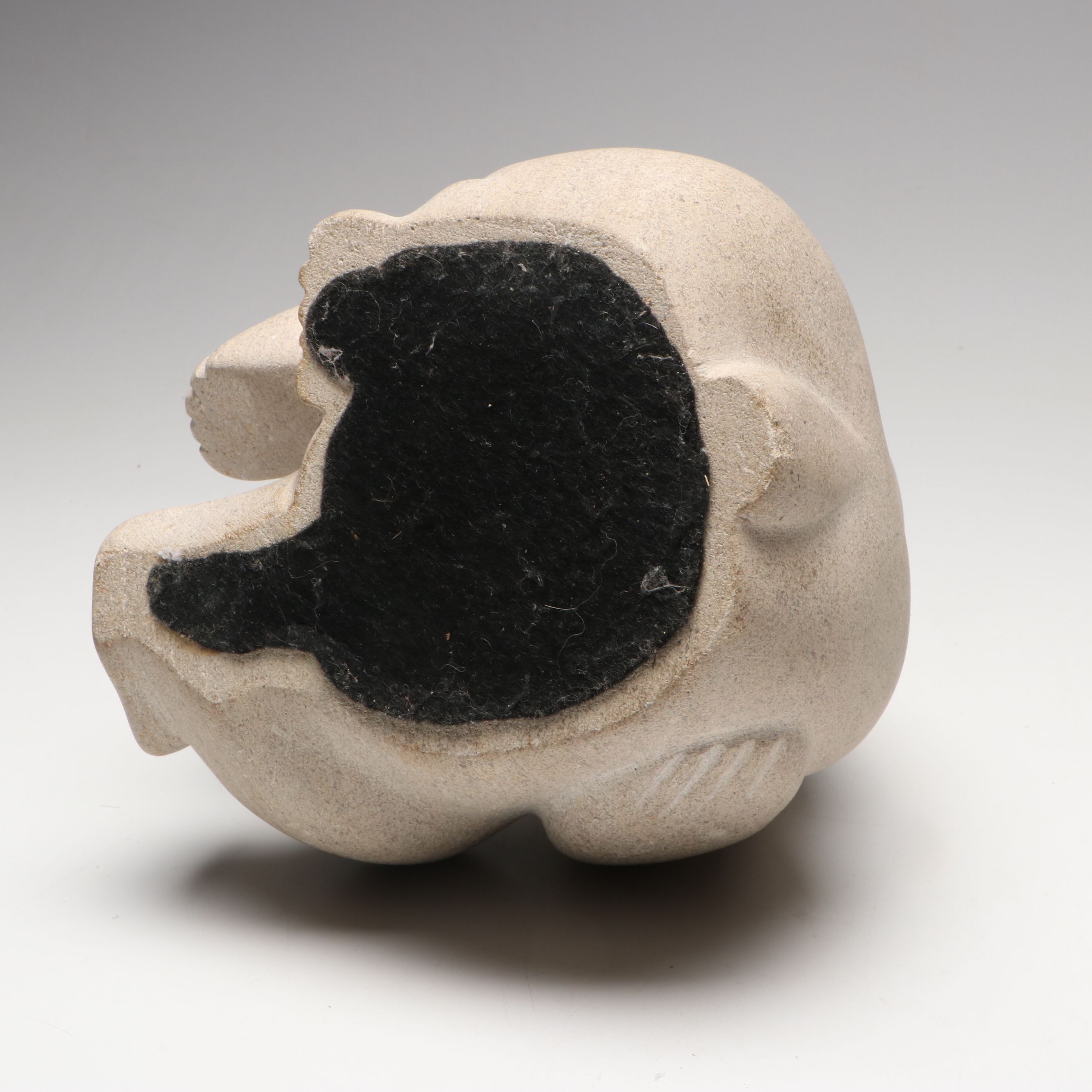 Carved Stone Seated Bear Figurines