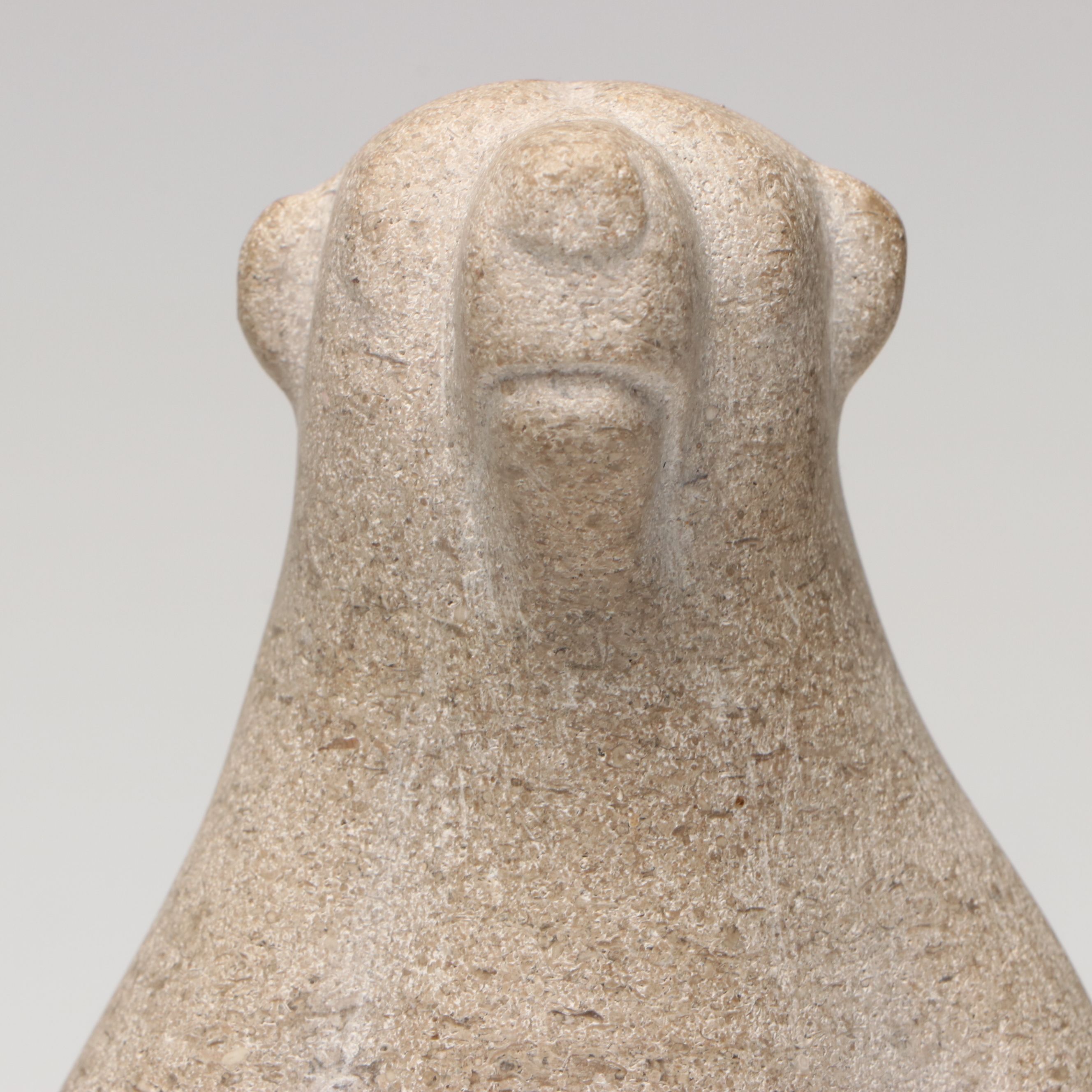 Carved Stone Seated Bear Figurines