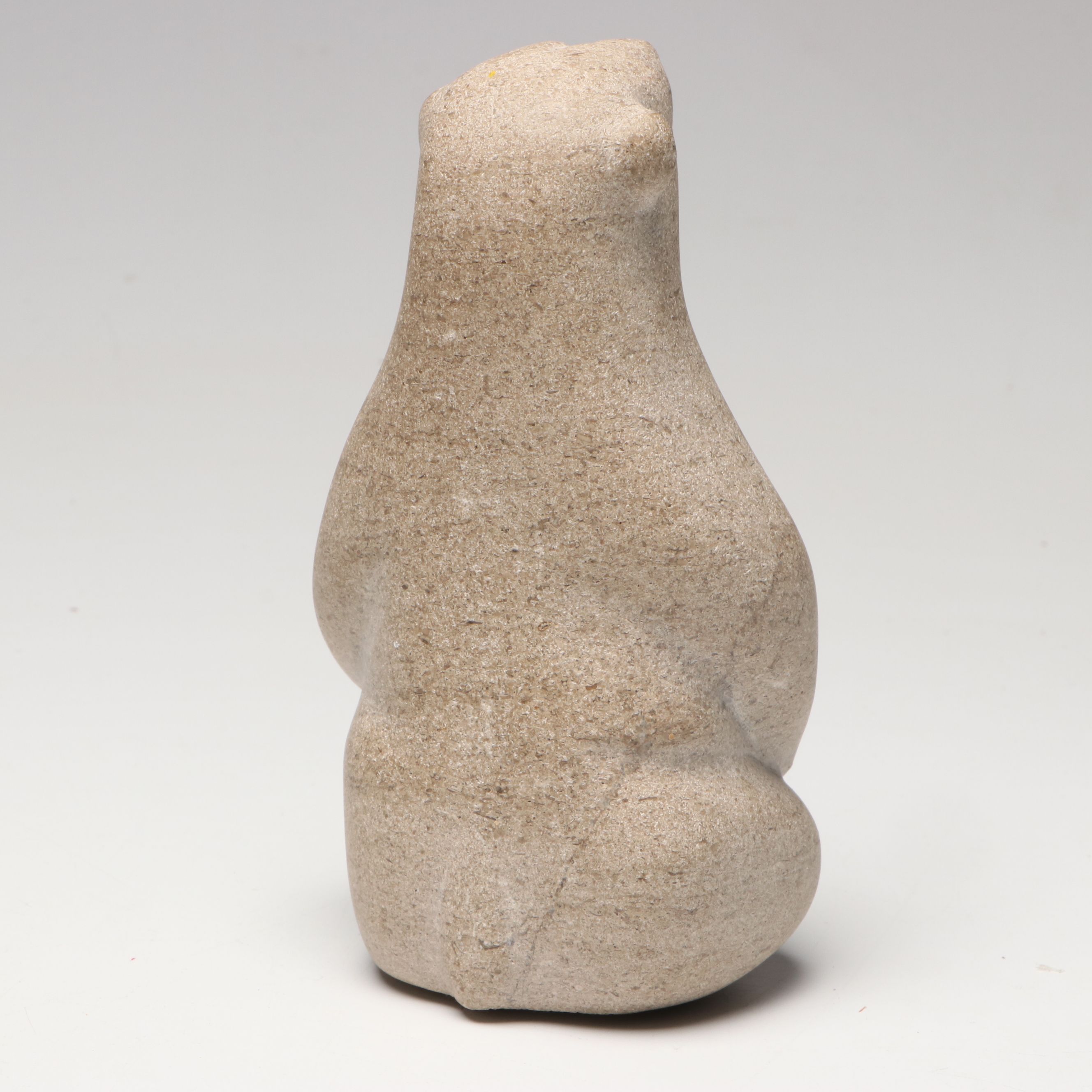 Carved Stone Seated Bear Figurines