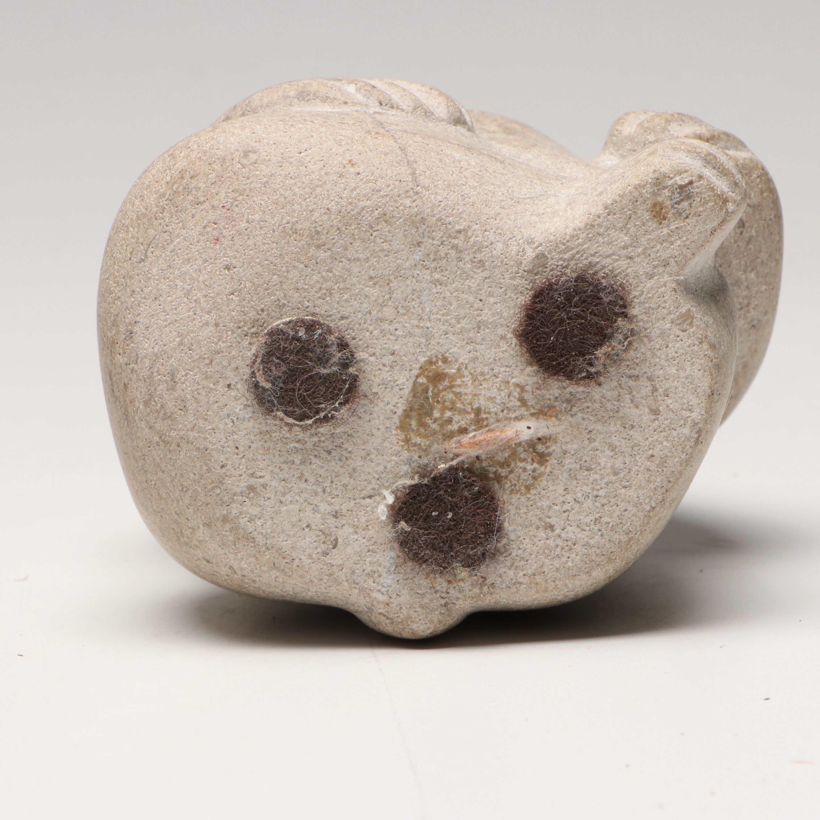 Carved Stone Seated Bear Figurines