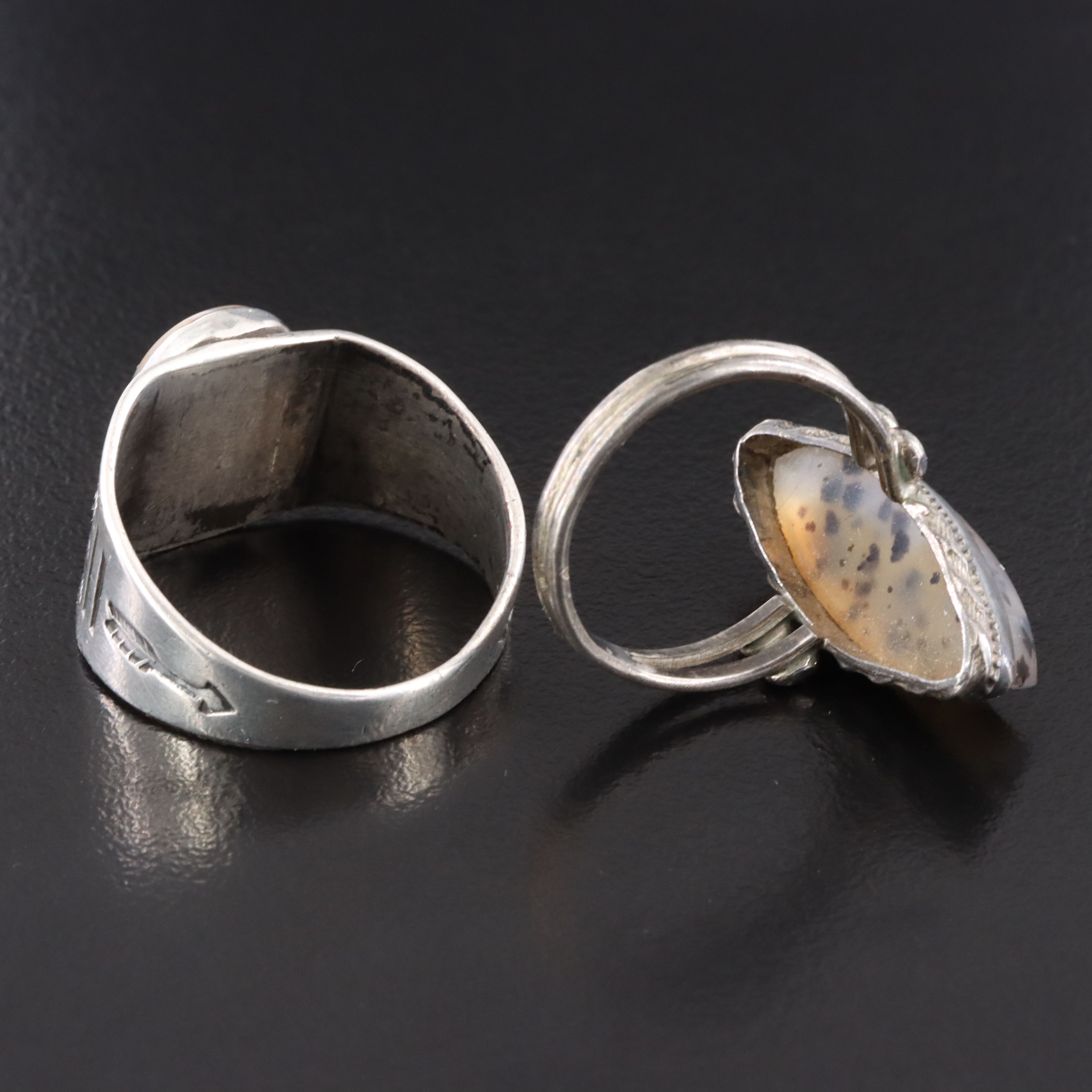 Sterling Dendritic and Picture Agate Rings