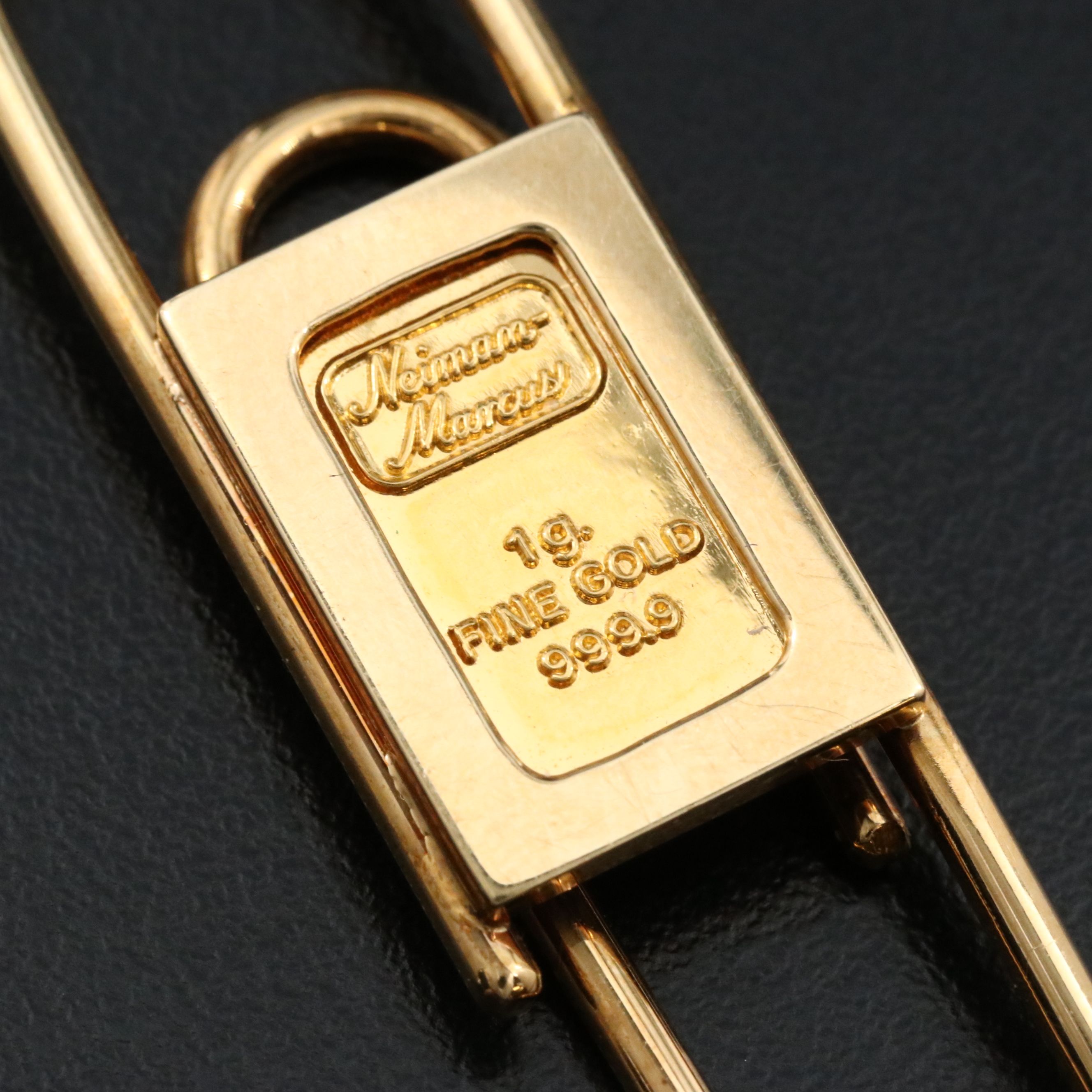 Vintage Neiman Marcus 18K Paper Clip Money Clip with 1g Fine Gold Bullion
