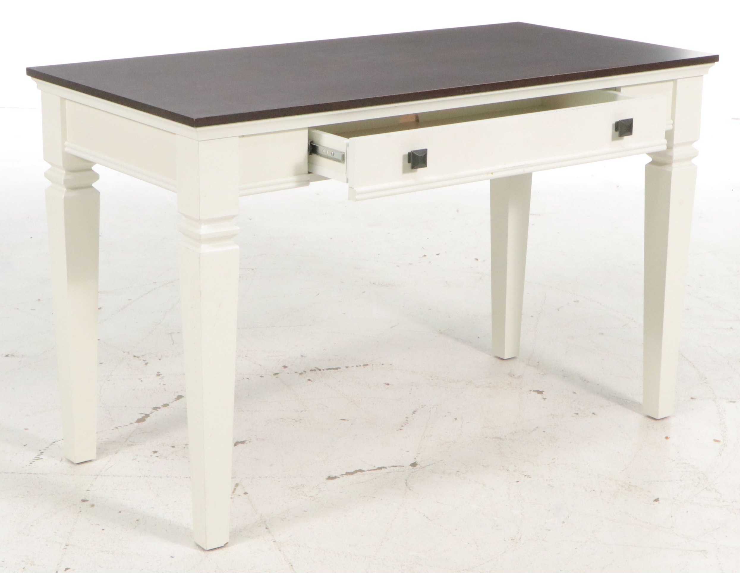 Modern Farmhouse Style Computer Desk with Drop-Front Keyboard Drawer