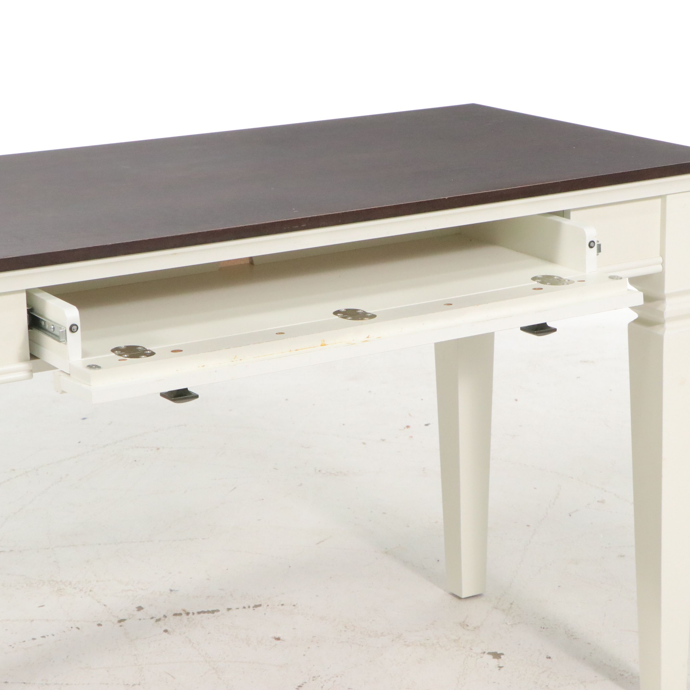 Modern Farmhouse Style Computer Desk with Drop-Front Keyboard Drawer