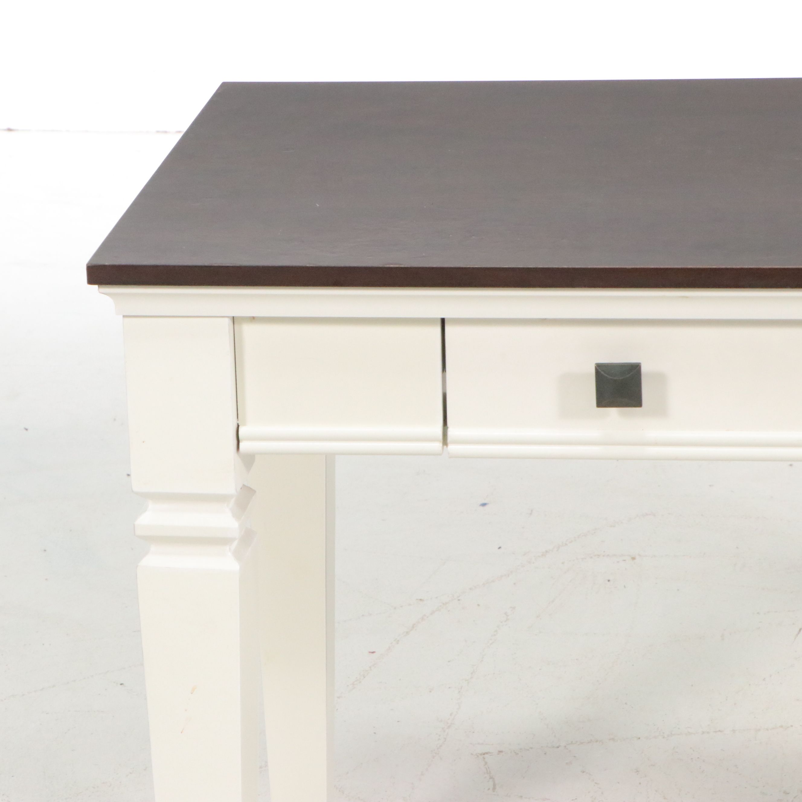 Modern Farmhouse Style Computer Desk with Drop-Front Keyboard Drawer