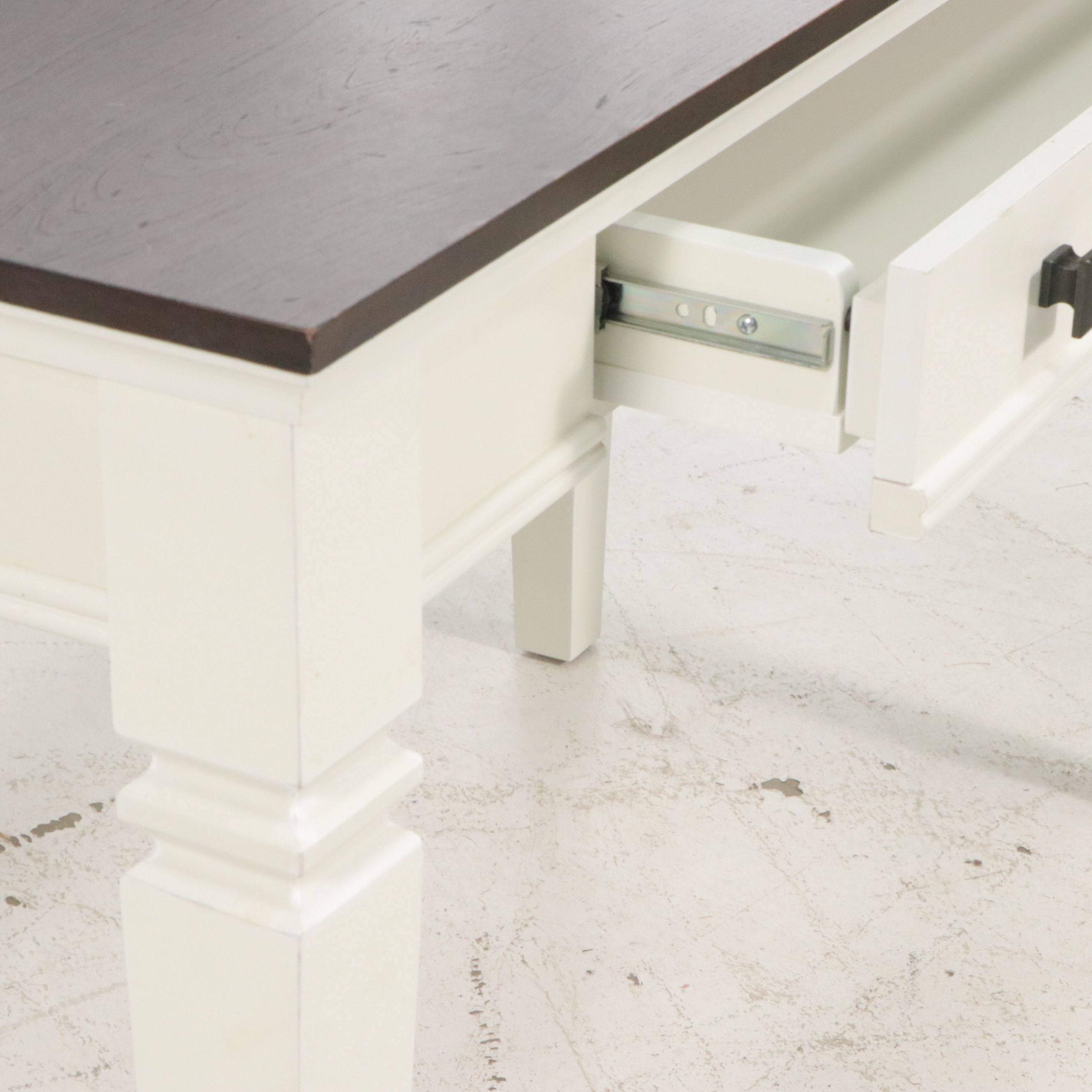 Modern Farmhouse Style Computer Desk with Drop-Front Keyboard Drawer