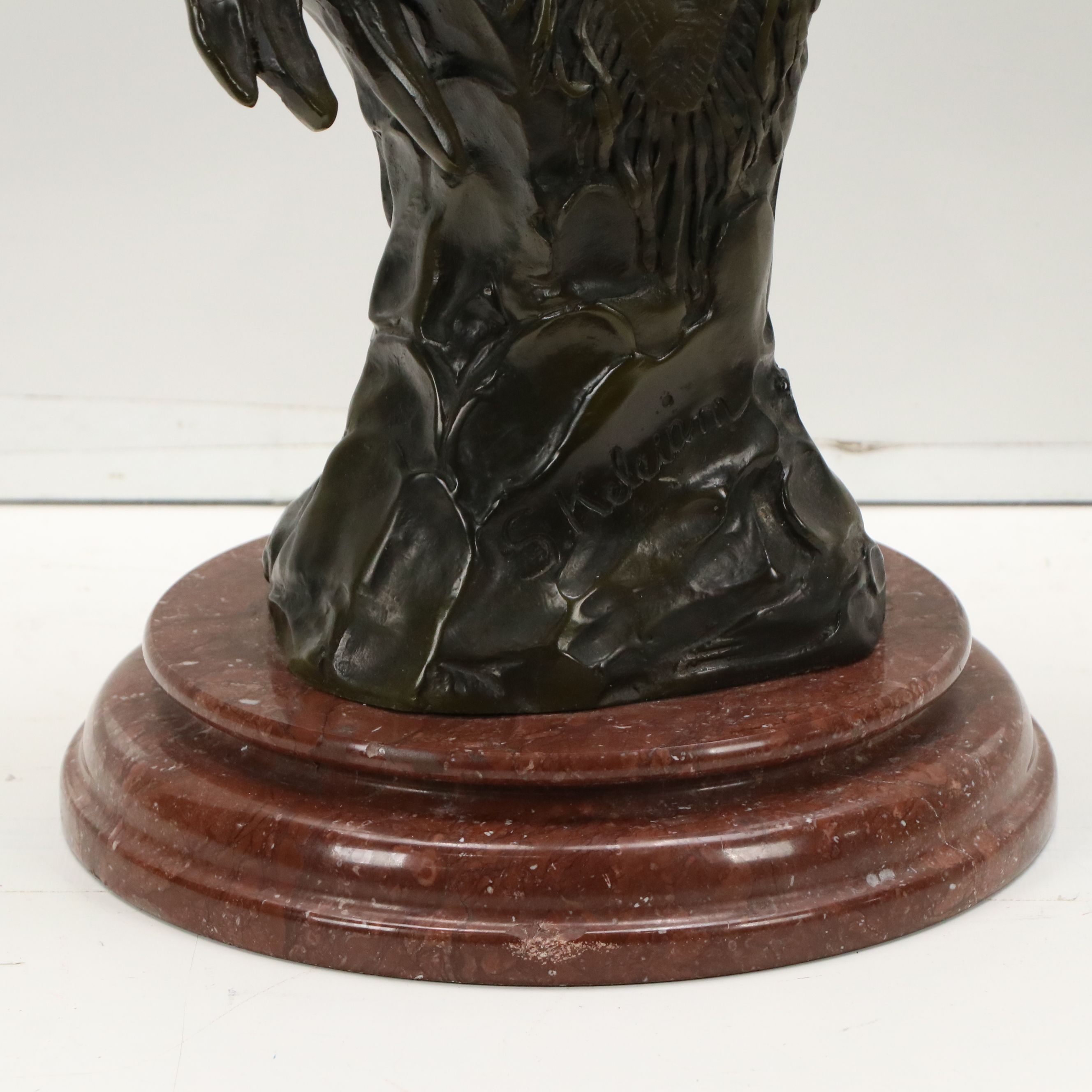 Patinated Spelter Bust of Native American After S. Keleiam, 20th Century