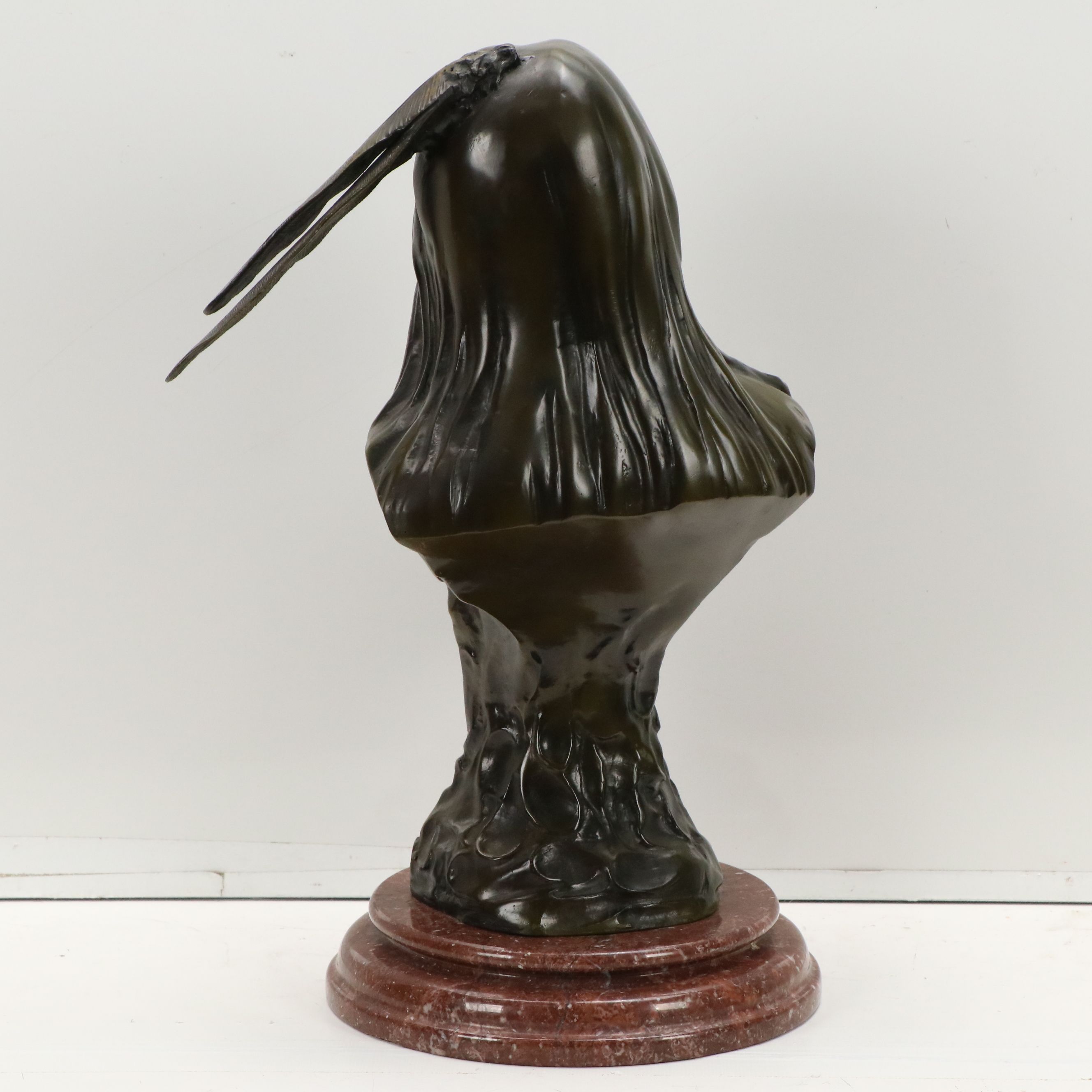 Patinated Spelter Bust of Native American After S. Keleiam, 20th Century