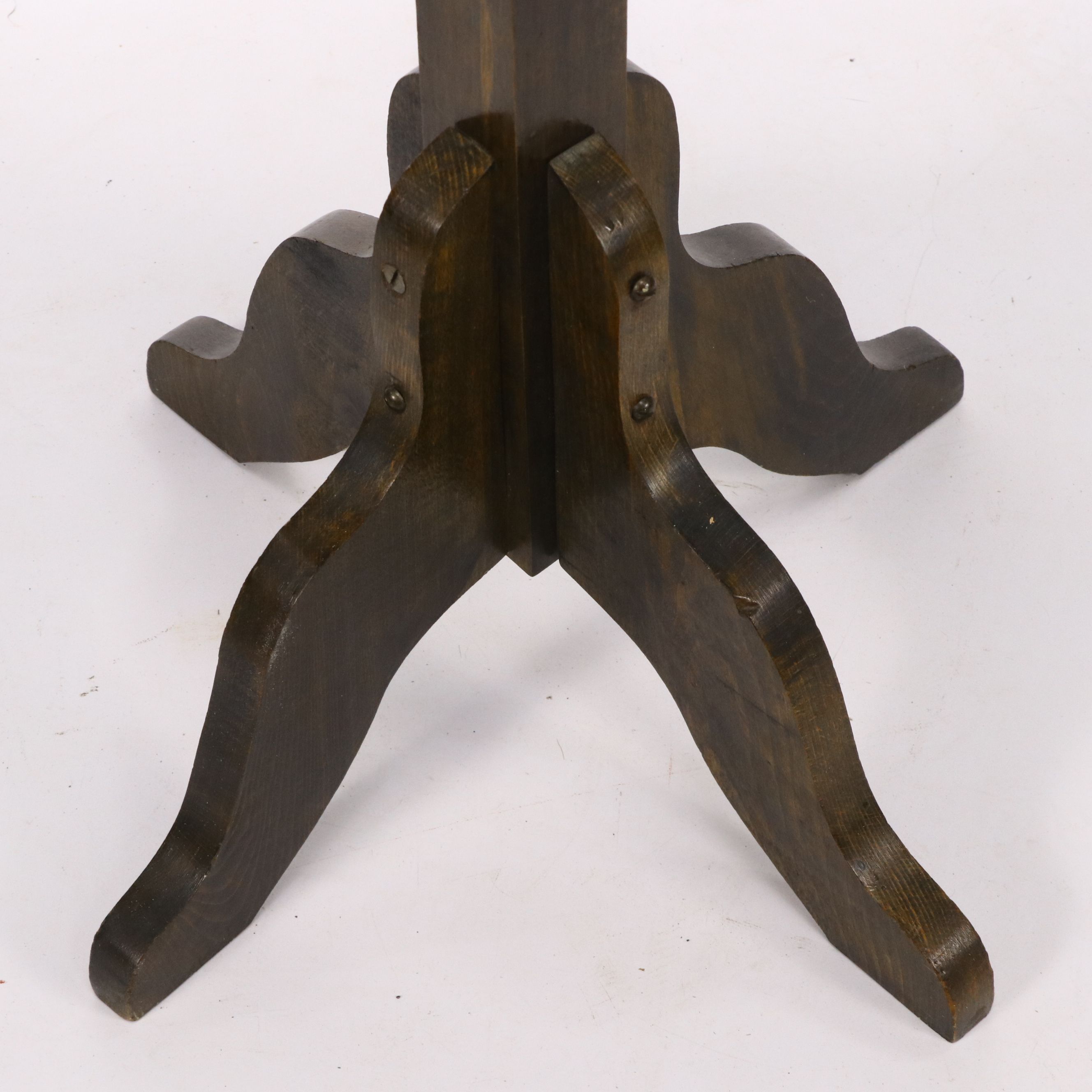 Vintage Wood Coat Rack with Four Metal Hooks