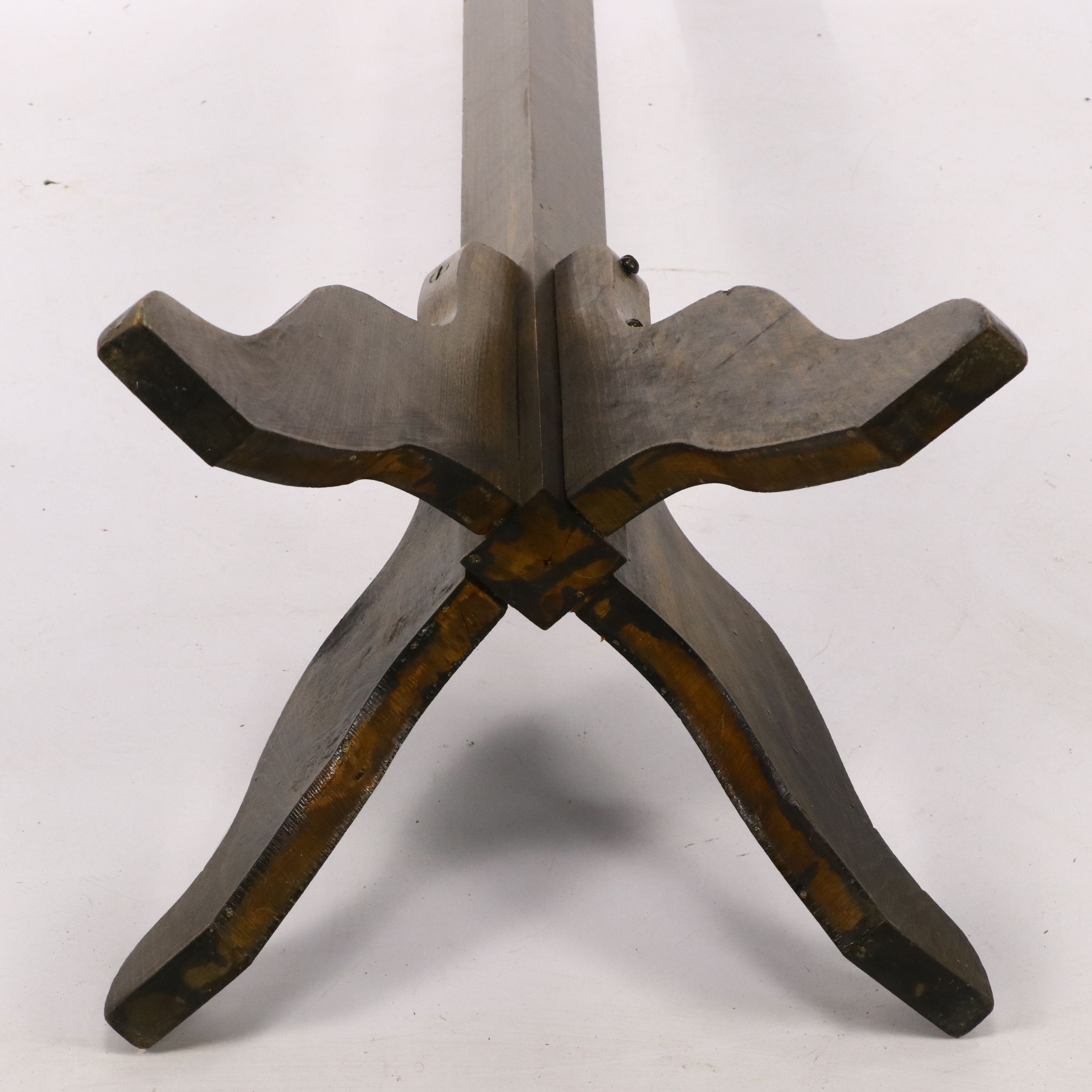 Vintage Wood Coat Rack with Four Metal Hooks