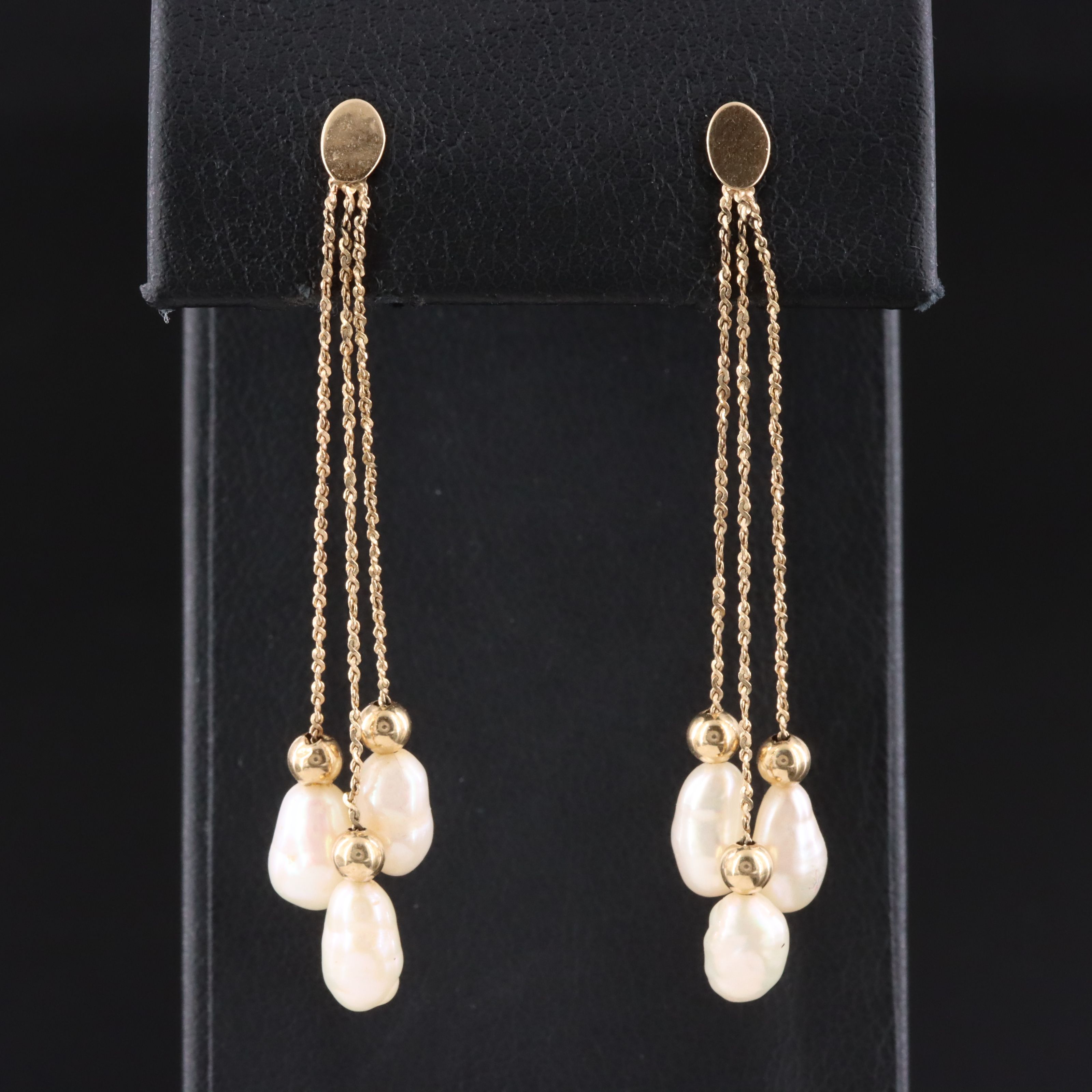 14K Baroque Pearl Fringe Earrings