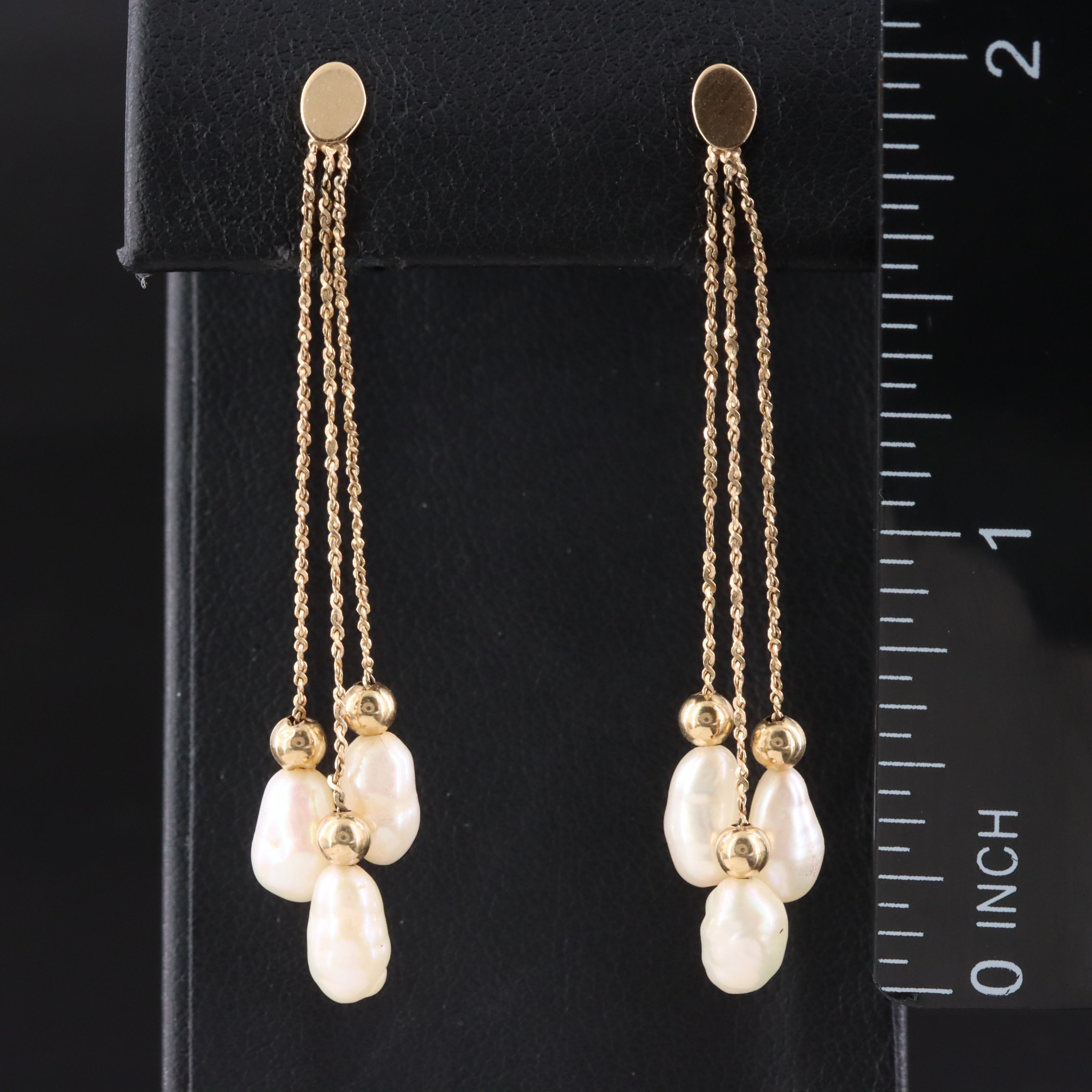 14K Baroque Pearl Fringe Earrings