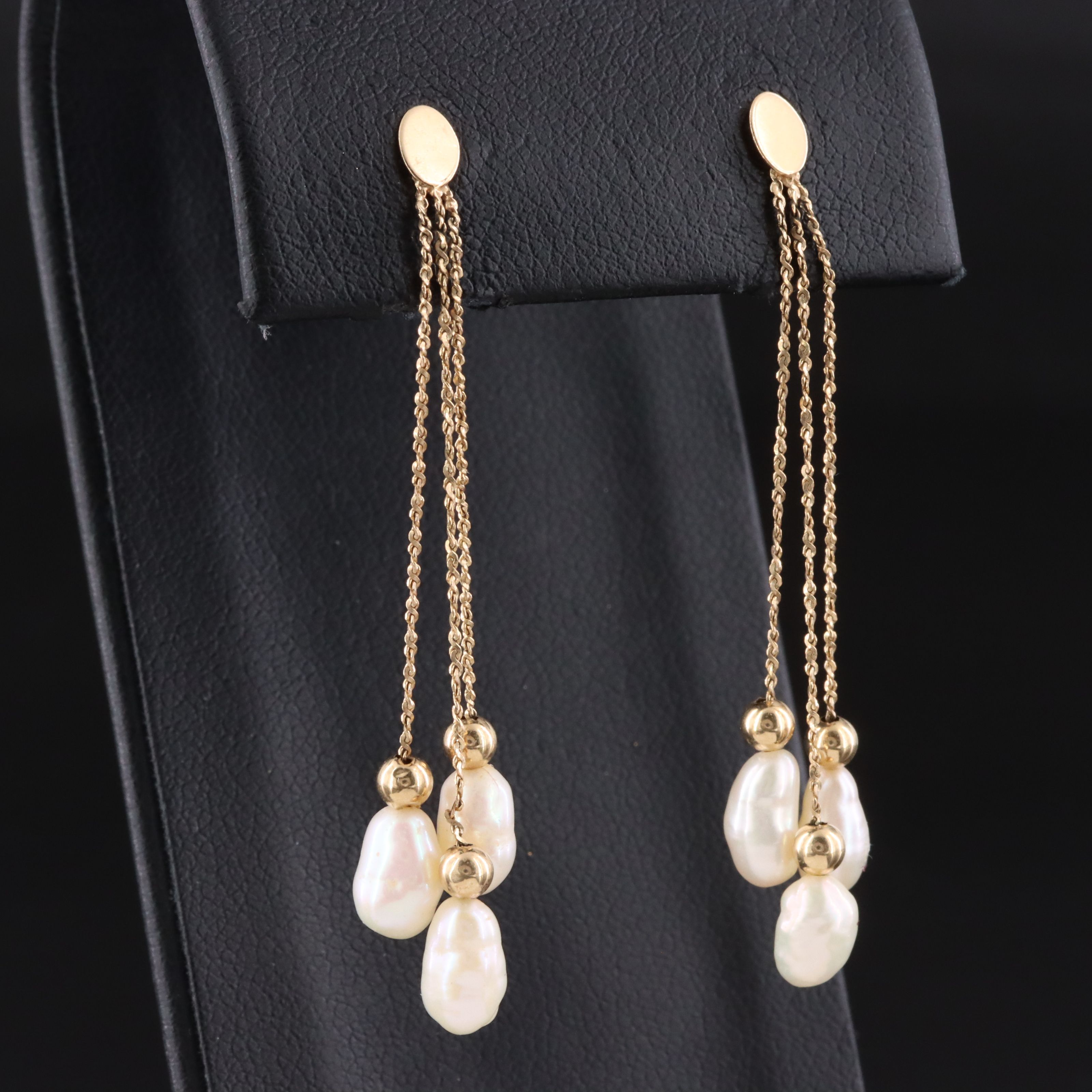 14K Baroque Pearl Fringe Earrings